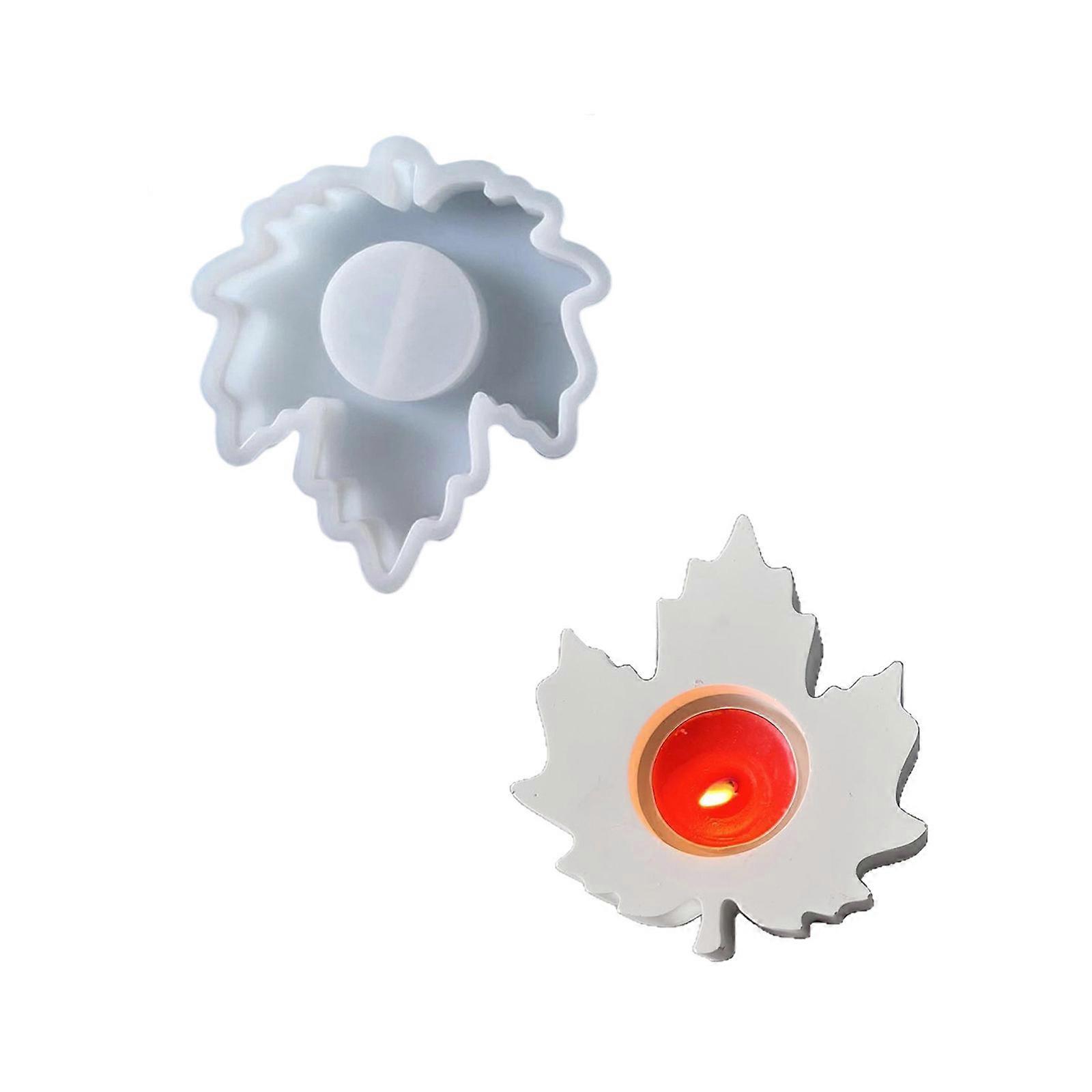 Unique Candle Holder Molds Crafting Molds Maple Leaf Shape Candle Base Moulds Silicone Texture for Crafting Candlesticks Multicolor