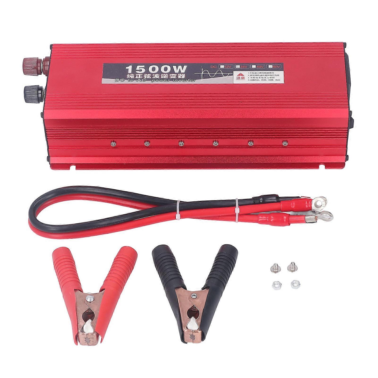 1500W Power Inverter LED Display Remote Control Pure Sine Wave Power Inverter for Car RV Camping Marine DC48V to AC220V