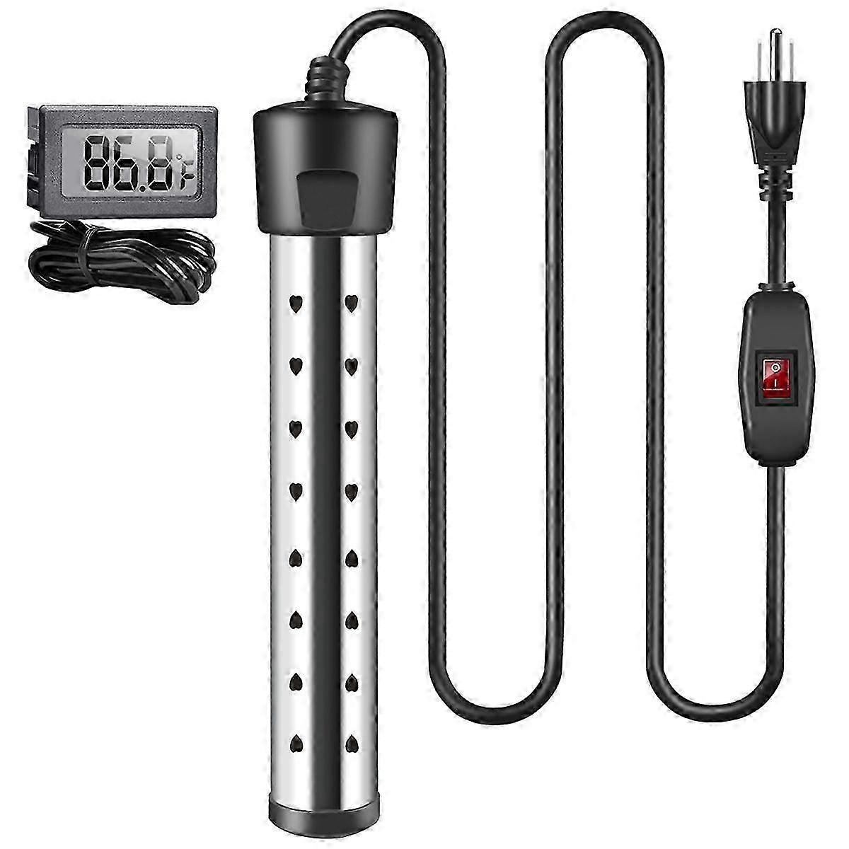 Immersion Water Heater,1500W Pool Heater with Switch Control,Bathtub Heater with Intelligent Temperature Control Us Plug Edition0722