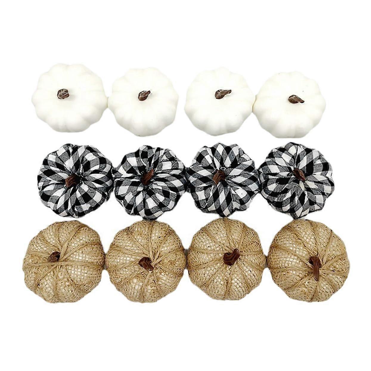 12Piece Set of Black and White Pumpkin Models for Halloween Decoration, Realistic Simulation for Parties, Thanksgiving, and Festive Room Ambiance