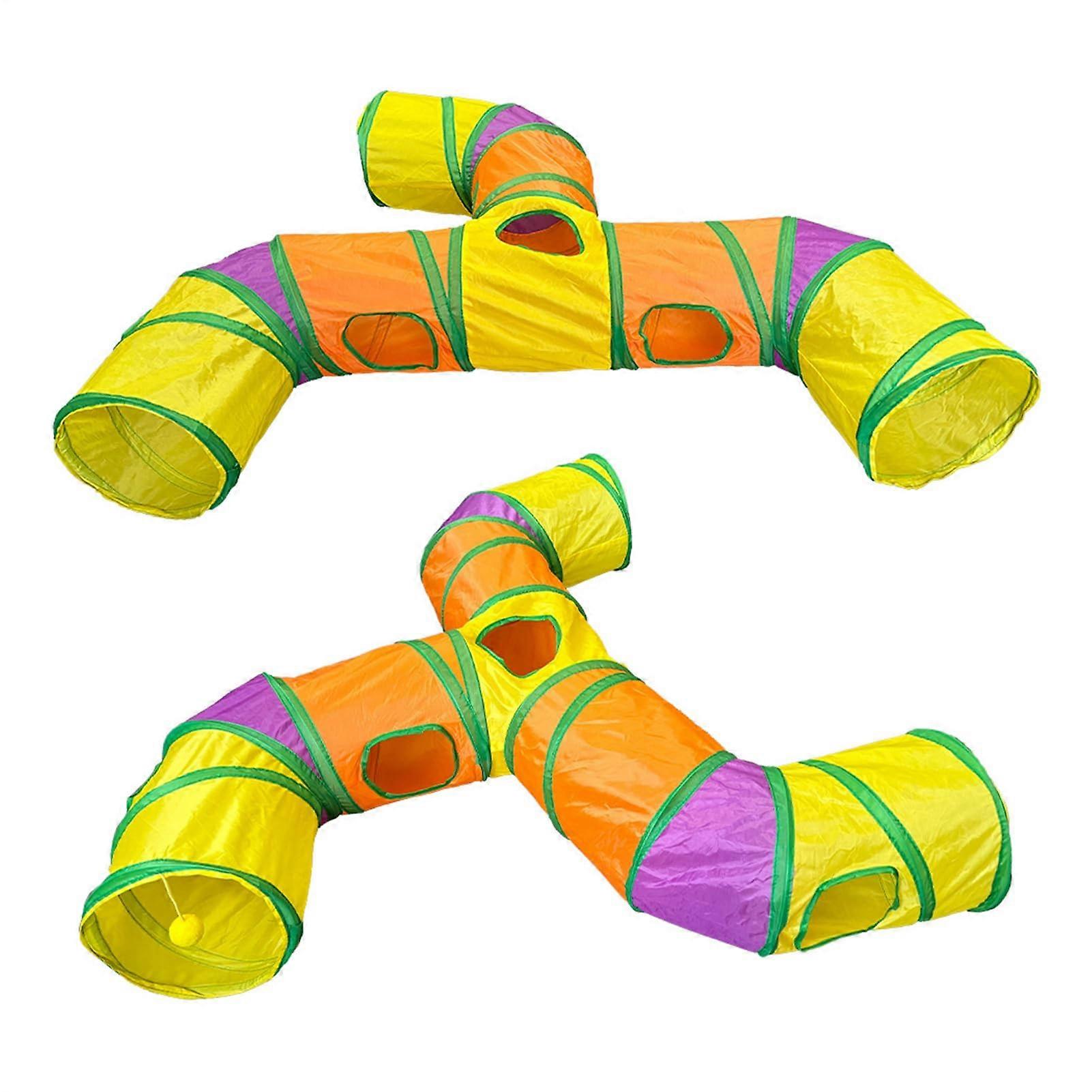 Kitten Tunnel - 3-Way Foldable Indoor Cat Toy, Rainbow Design, Easy Storage, Durable Material, Fun Play Space