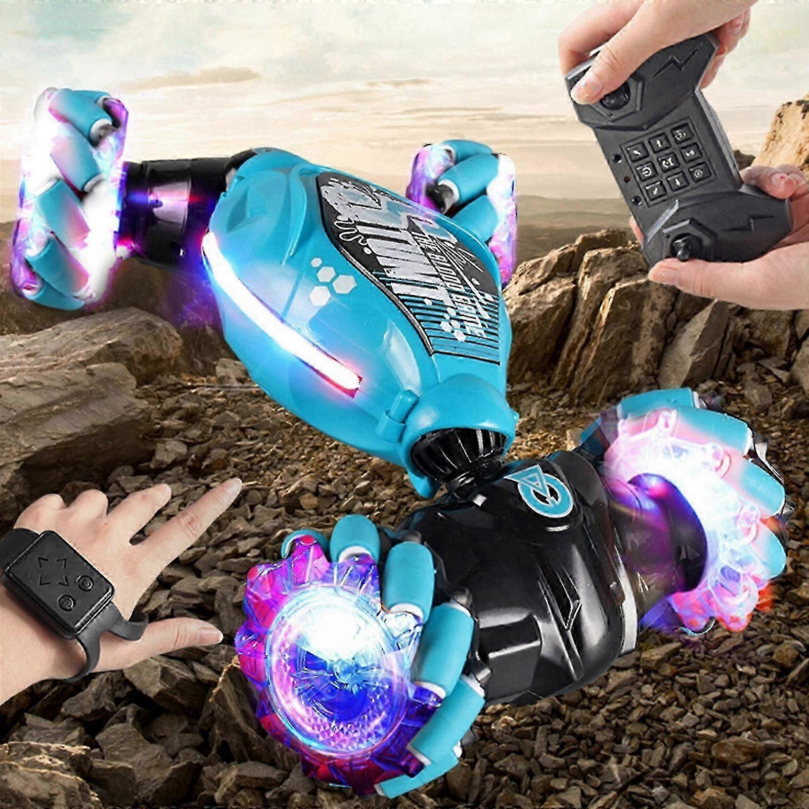 Gesture Induction Twisting Car Charging Dynamic Remote Control Toy Deformation Car Children Drift Stunt Remote Control Off-road Vehicle Blue9 Year Old