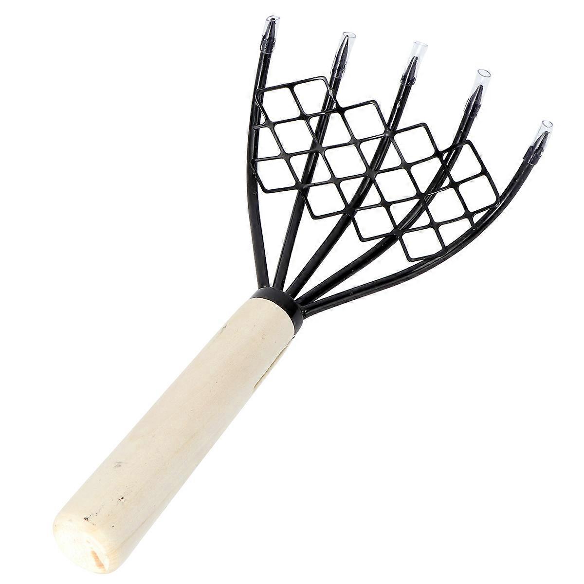 Clam Rake for Clamming Seafood Digging Rake Wood Handle 1Set