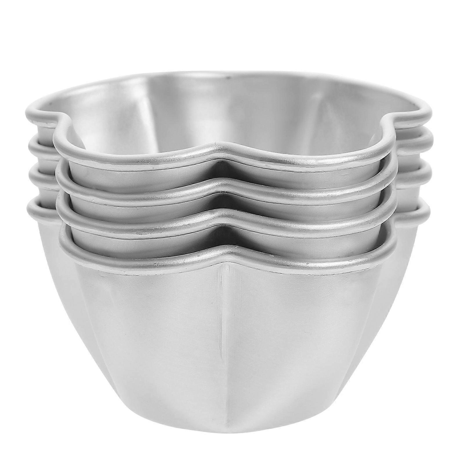 4Pcs Silver Aluminum Alloy Pudding Mold for Kitchen Use Nonstick Mini Cake Baking Pan