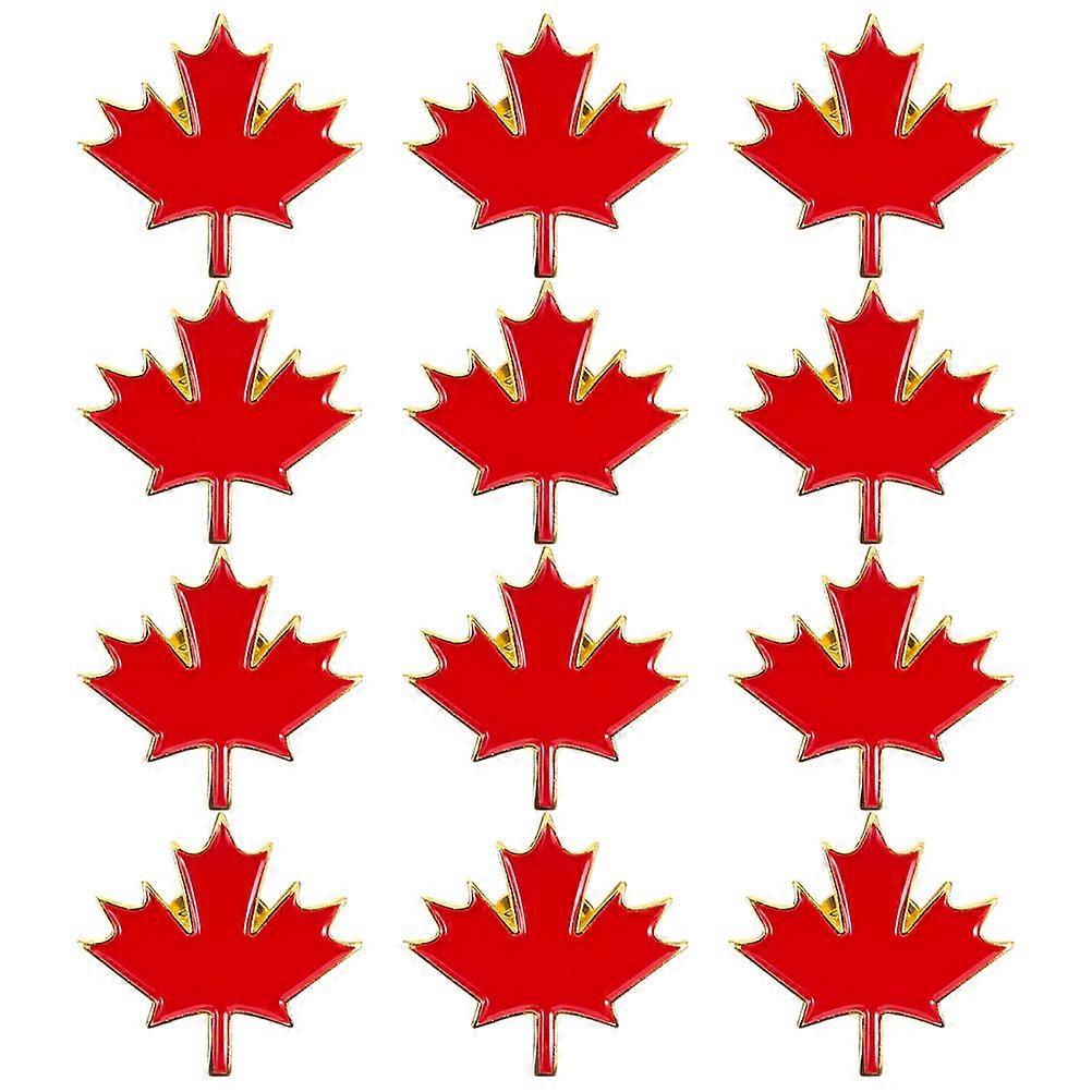 12pcs Canadian Maple Leaf Lapel Pins – Metal Enamel Patriotic Badges for Clothes, Bags, Hats – Durable Keepsake for Celebrations & Canada Day