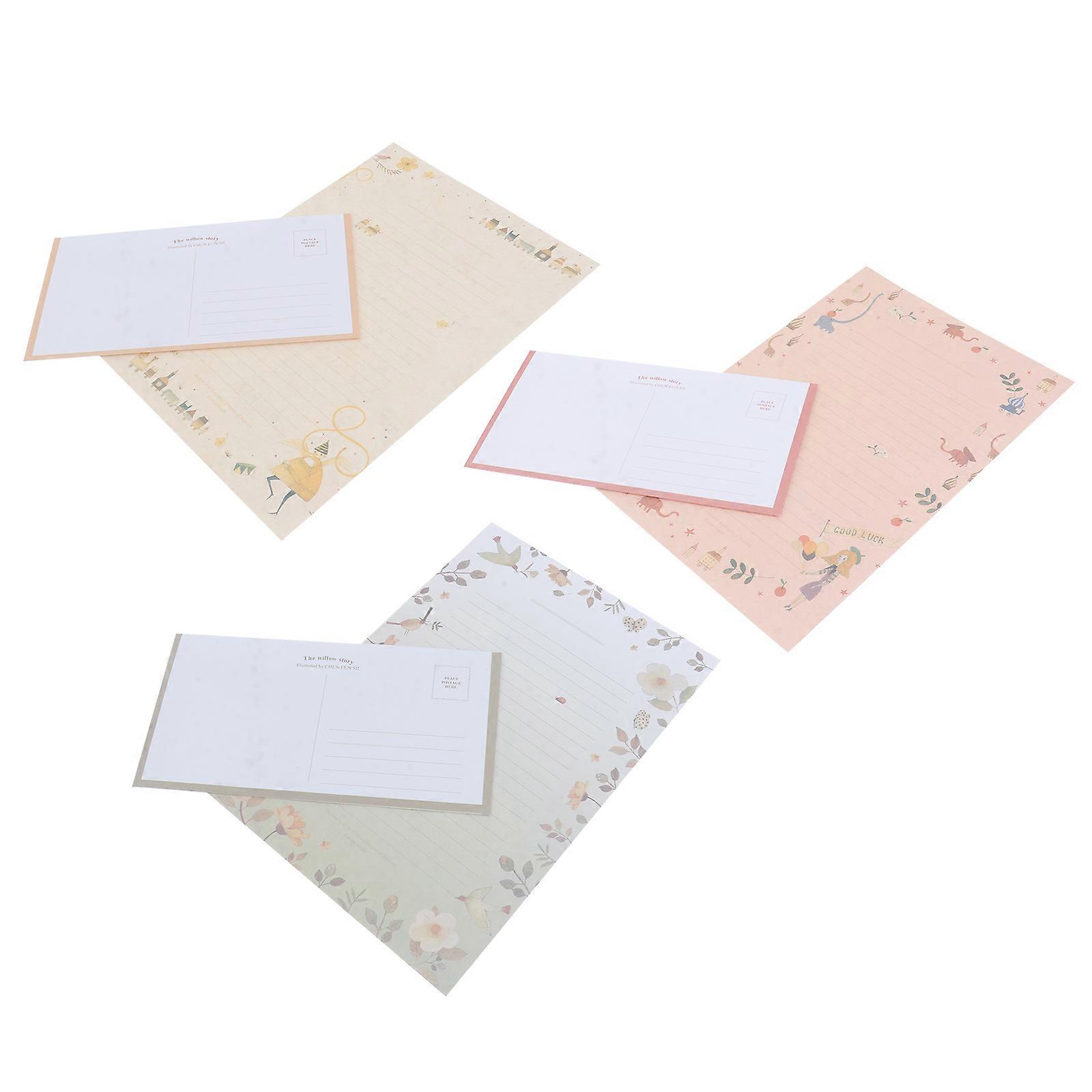 5PCS Flower Print Stationery & Envelope Writing Kit, Mixed Colors for Birthday Notes, School Letters, and Personal Messages