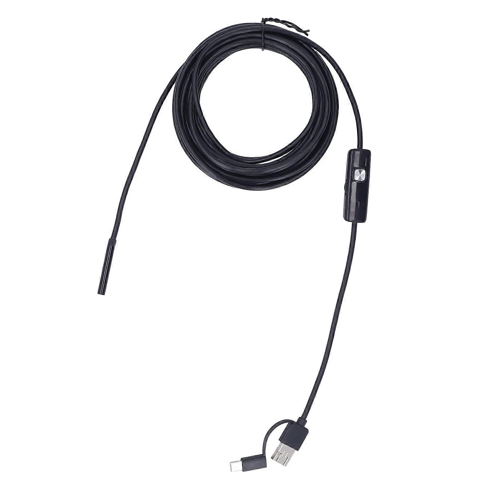 PC Endoscope Camera 5.5mm, 16.4ft Cable, 3-in-1 USB Type-C Mobile Phone and PC Compatible, LED Light for Automobile