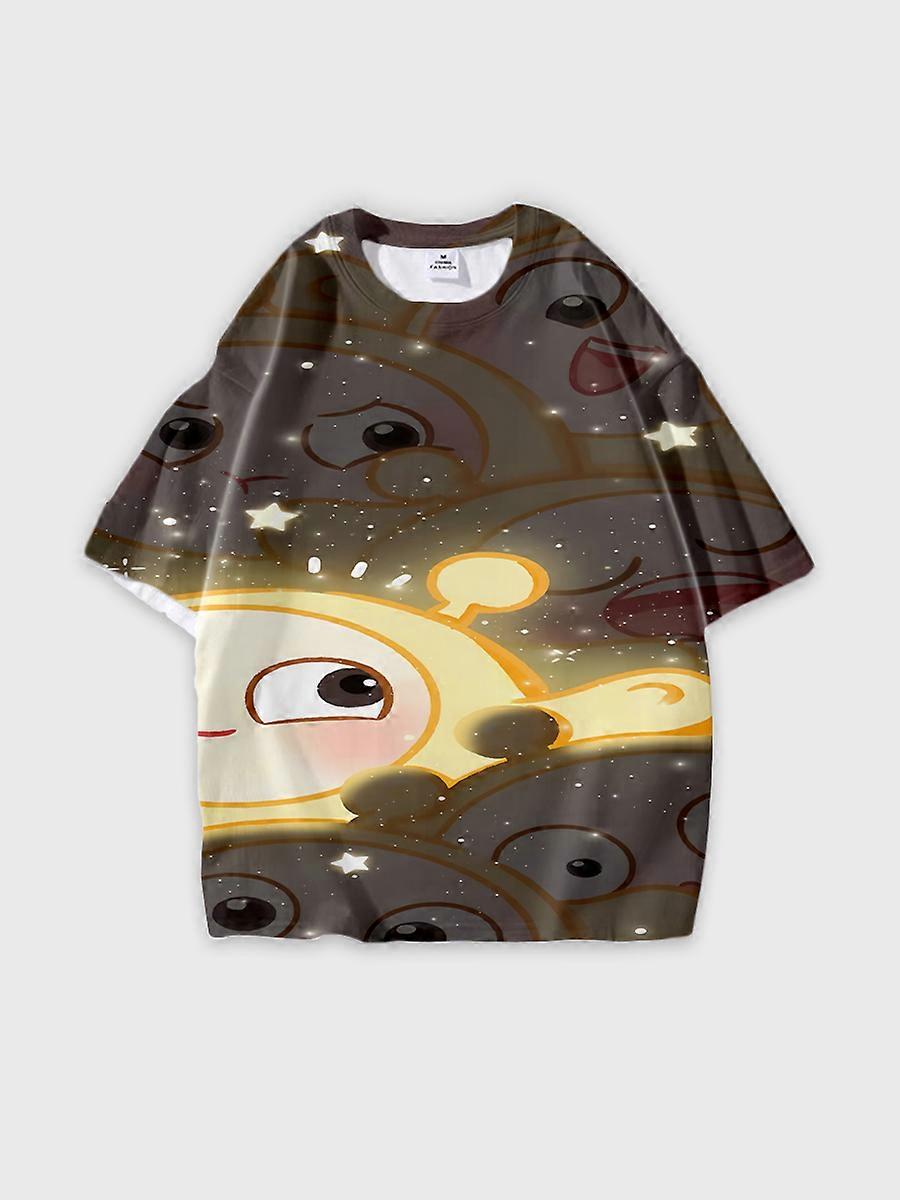 T-shirt round neck Pattern loose short sleeve C2516