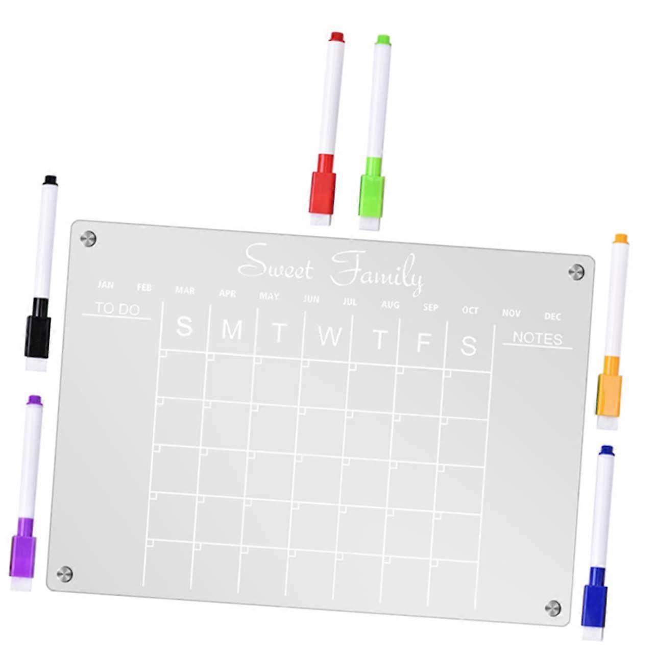 Acrylic Magnetic Notepad Set for Fridge - Transparent Calendar Board, Whiteboard Organizer, 30x20 cm