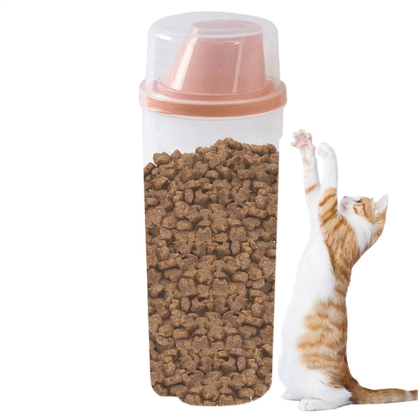 Airtight container for cat food, 2 x transparent airtight food containers with spout, 1500 ml pet supplies, pet storage container rose.