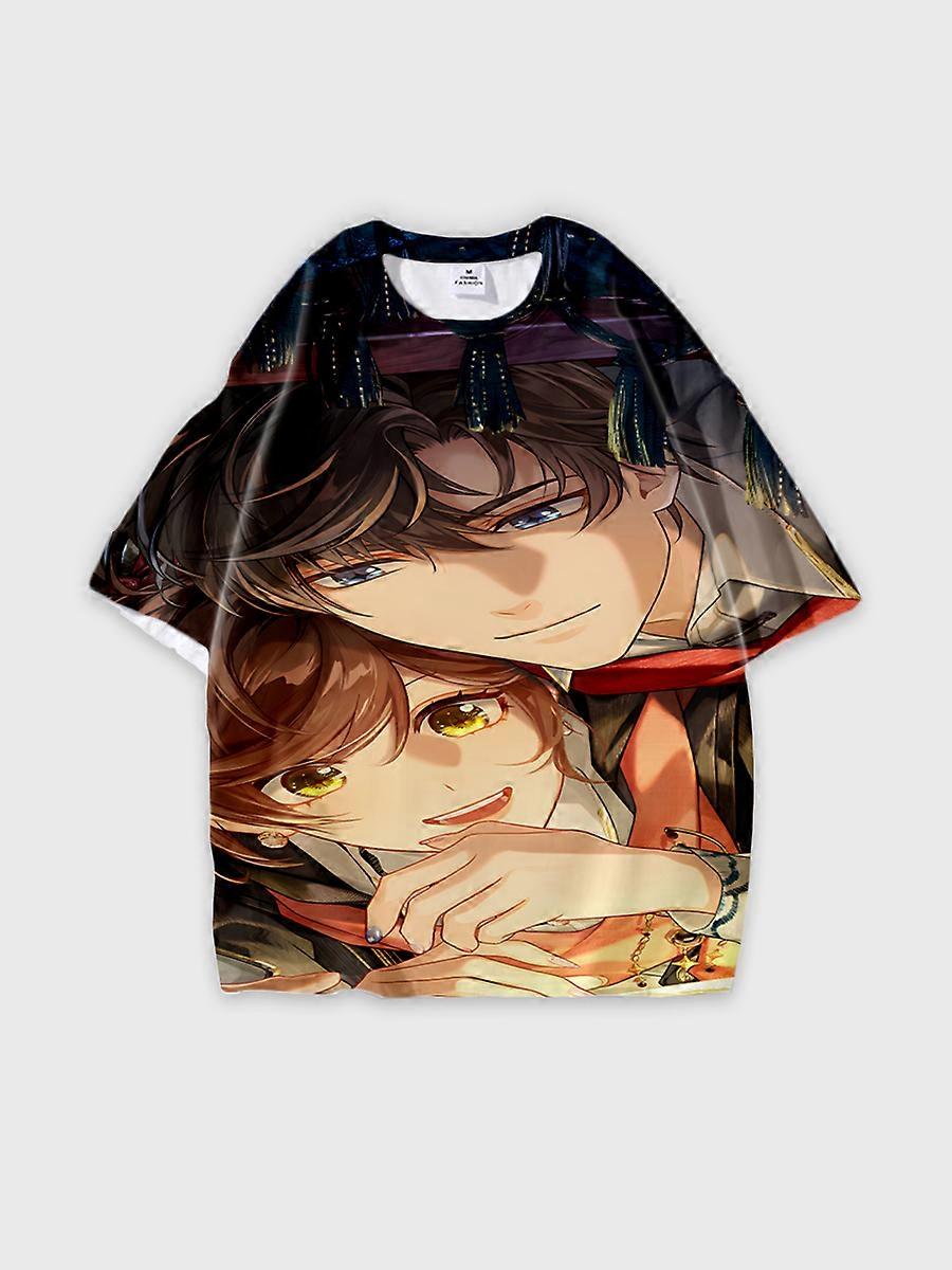 T-shirt round neck Role Pattern loose short sleeve E2106