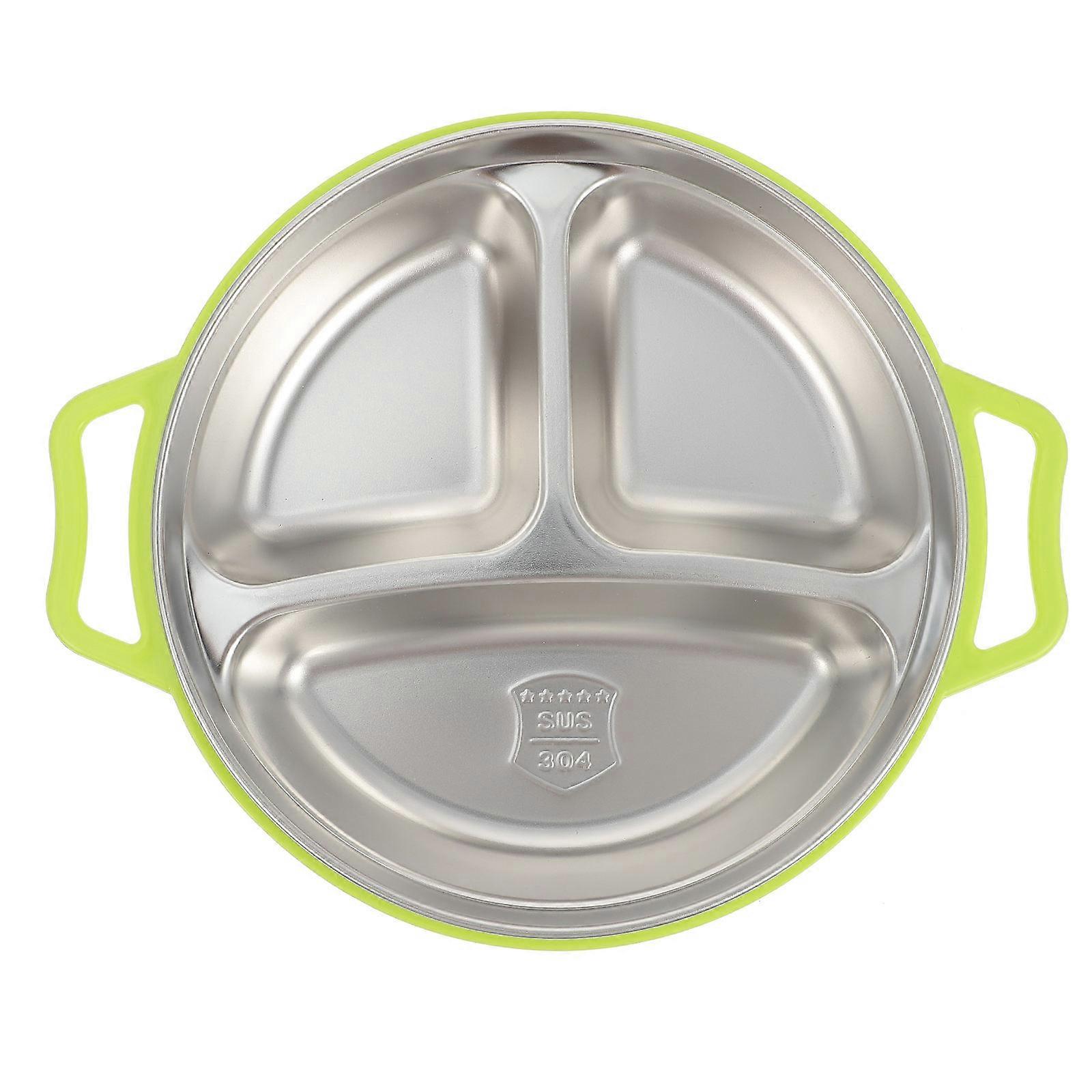 Stainless Steel Food Plate Suitable For Families And Students Featuring Easy To Clean Design And Green Color 1Set