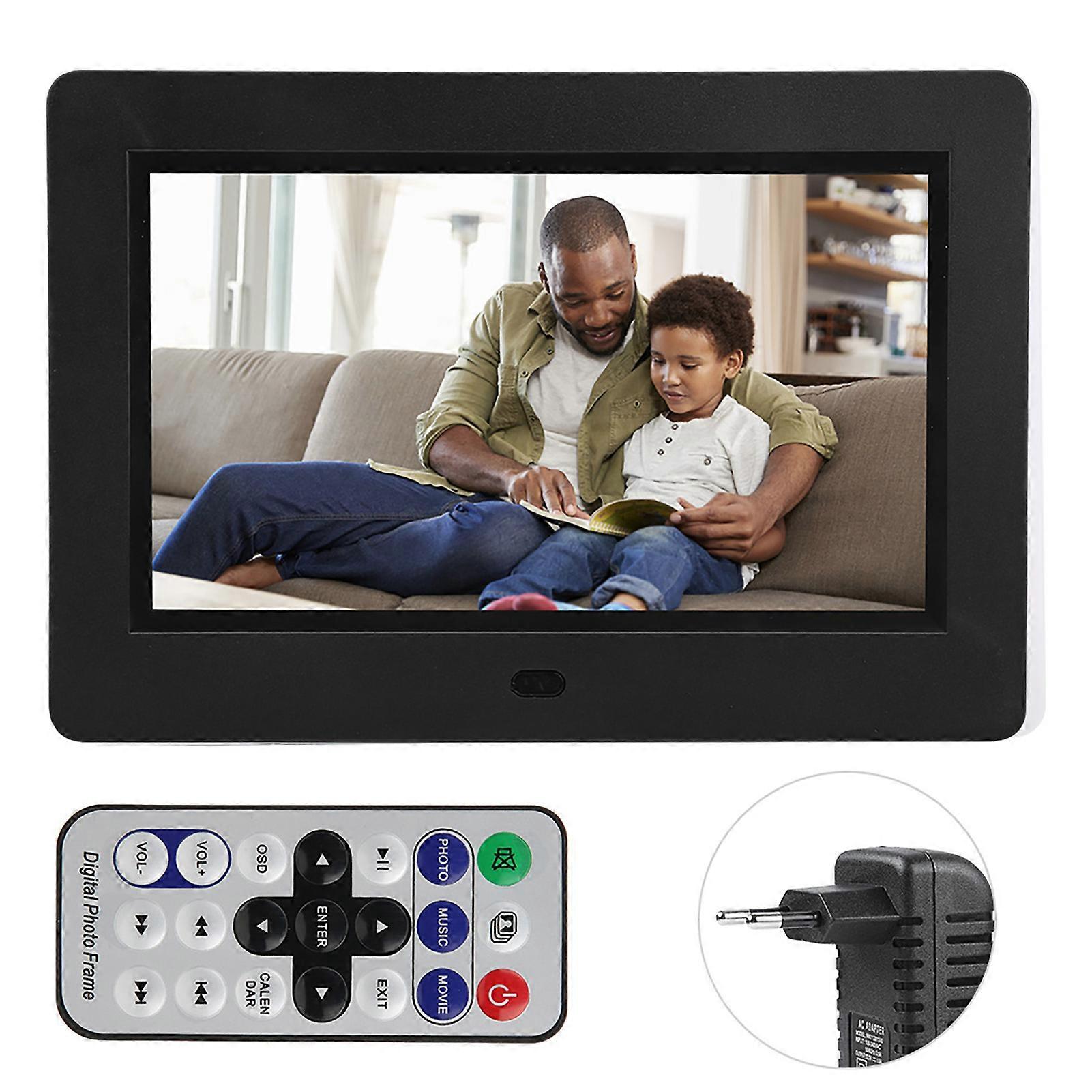 7 inch 800*480 HD Digital Photo Frame Screen Multiple Languages Screens Ratio 16:9(black EU (100-240V))