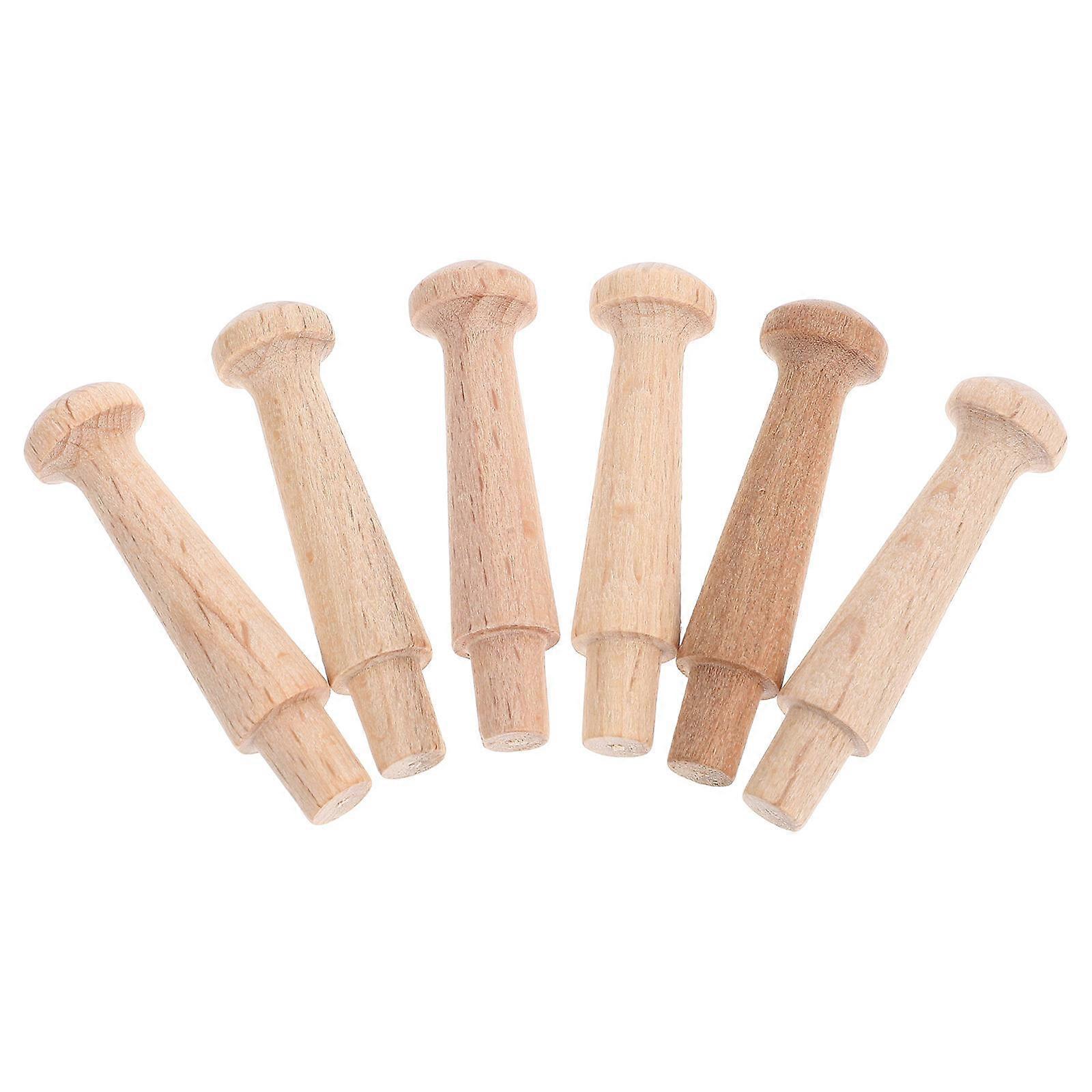6pcs Wood Wall Hooks for Hanging Utility Coat Towel Bags Purse Handmade Hat Hooks Heavy Duty Wall Mounted Robe 0.6 CM