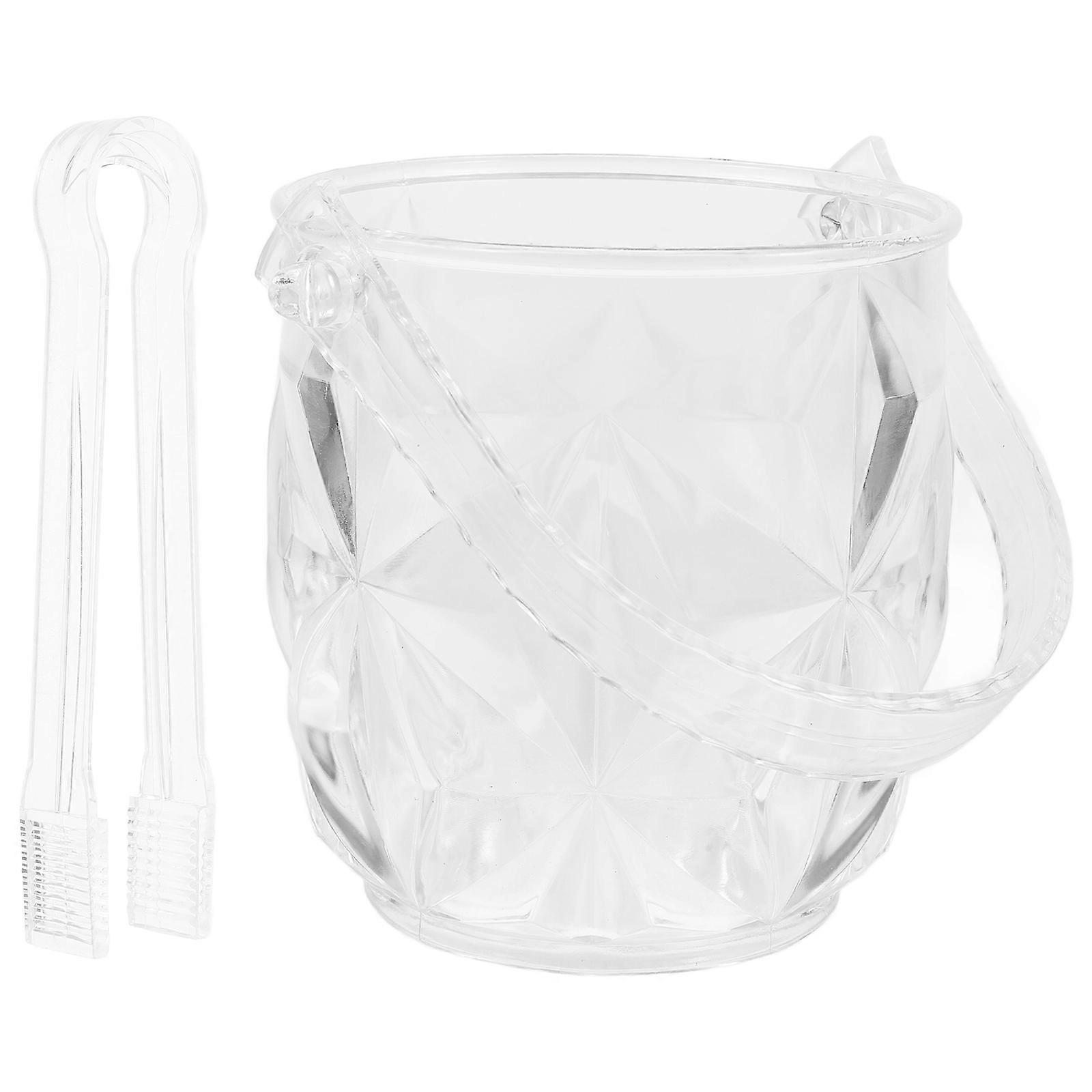 Clear Plastic Ice Cube Container with Handle for Hotel Picnic Party 13.70X13.00X13.00CM Ice Storage 1 Set