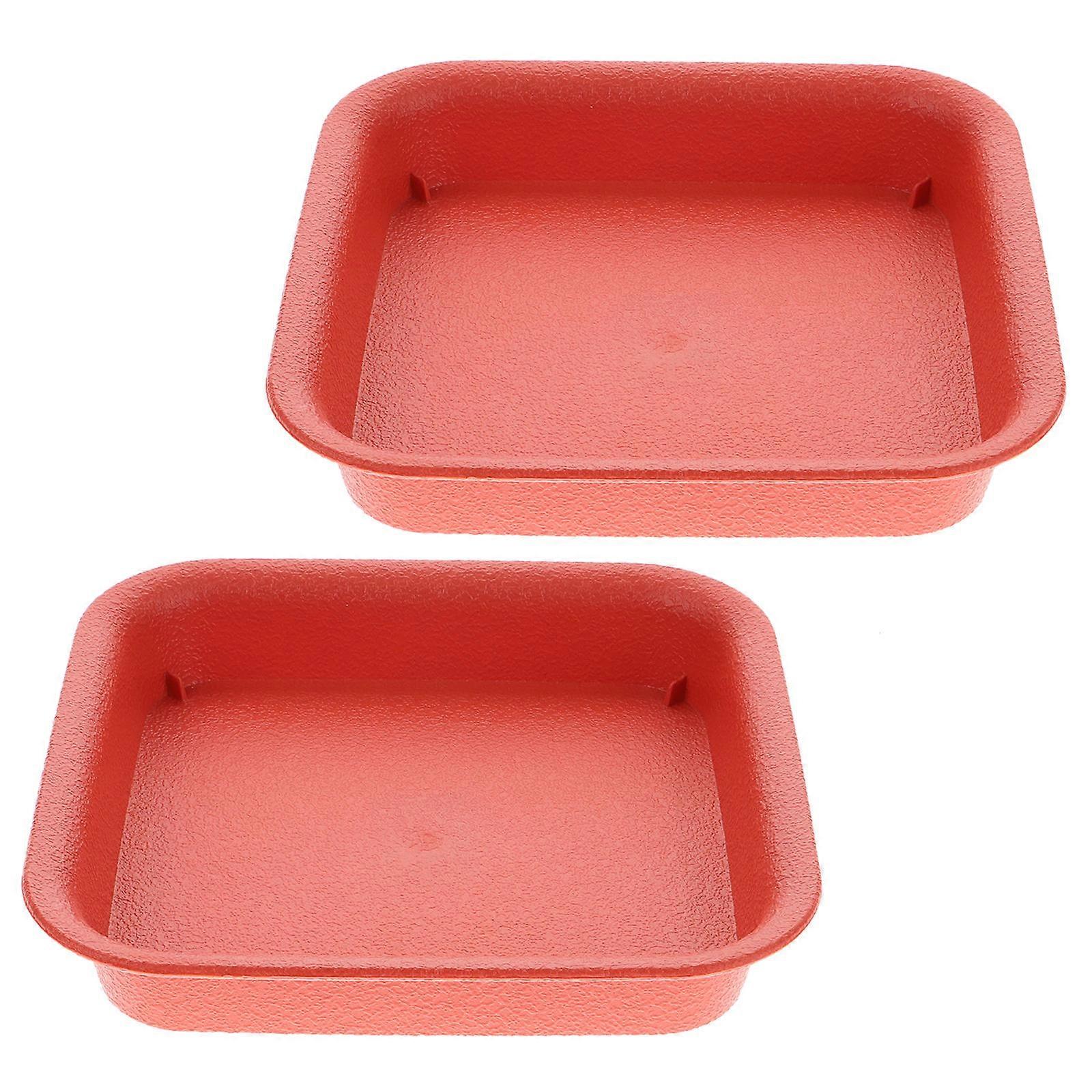 Beige Square Plastic Flower Pot Tray for Home Balcony Garden with Leakproof Design and Anti-slip