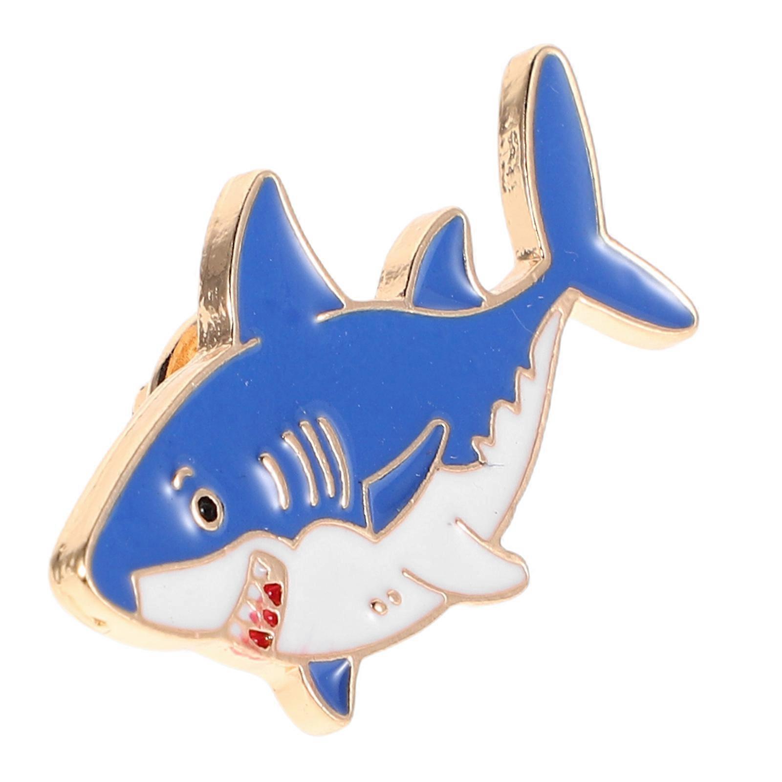 Sky Blue Shark Shape Enamel Brooch For Clothing Accessory Enthusiasts 1Set Featuring Versatile Style For Casual And Formal Occasions