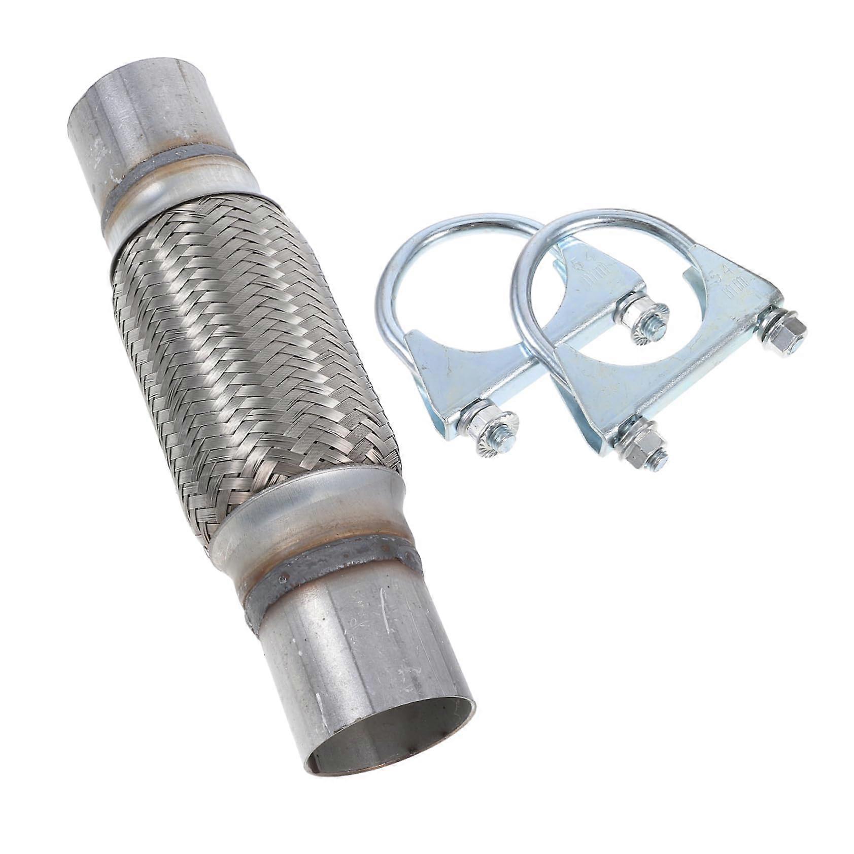 Universal Car Exhaust Pipe with Flexible Extension, Clamps, Noise Reduction, Easy Installation
