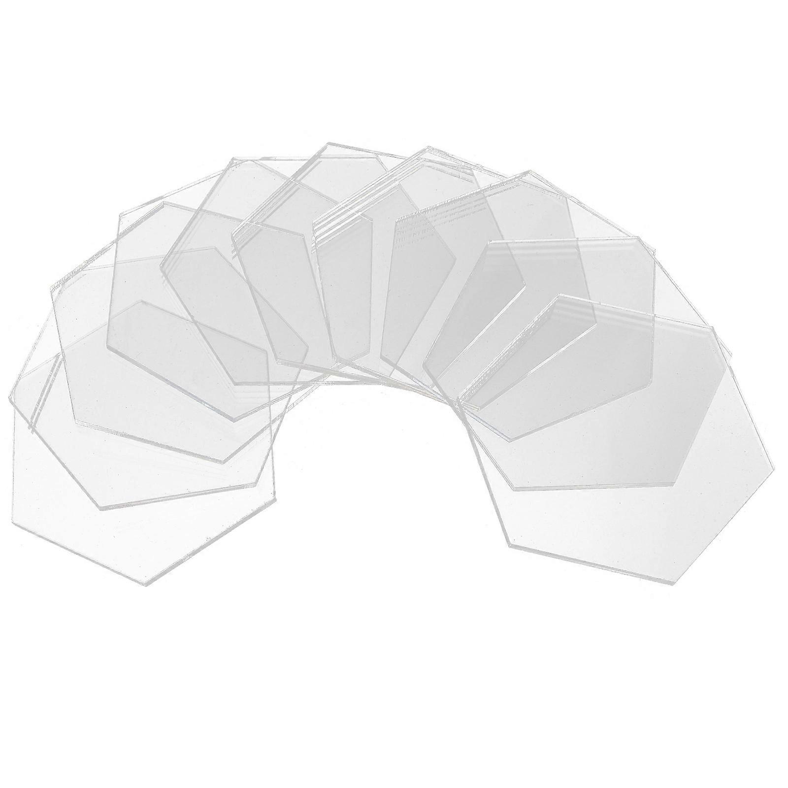 10 Pcs Hexagon Acrylic Boards for DIY Crafts, Transparent Lightweight Easy Clean Panels for Art Projects, Cake Displays, and Decorative Stands
