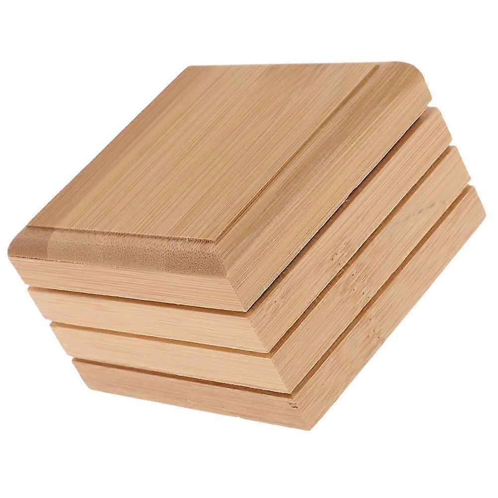 Bamboo Soap Box With Lid Drainage Design For Home Organization 8.50X8.50X5.40CM 1Pack