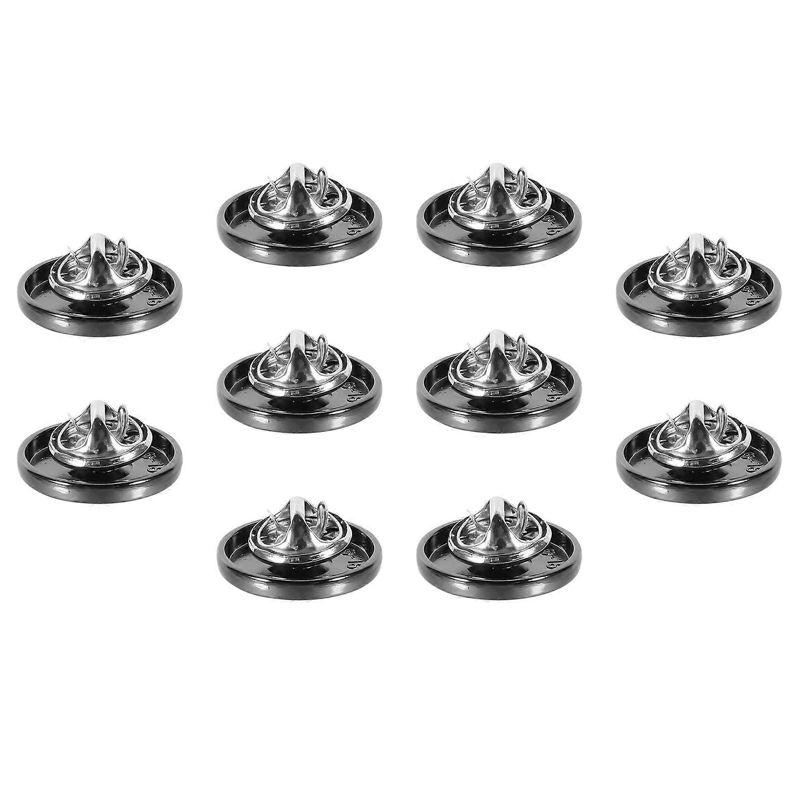 Multipurpose Buttons Practical Alloy Fasteners Perfect For Handmade Crafting Black 10 Pcs