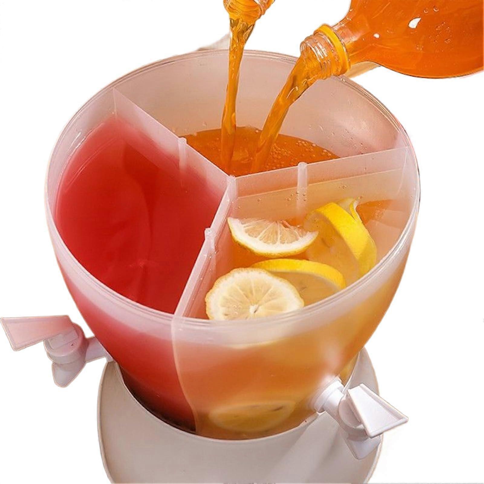 5.3L Juice Dispenser with Three Compartments, LeakProof Rotating Spigot, Durable PP Material, for Parties and Events, Size: 10.63x8.66 Inches