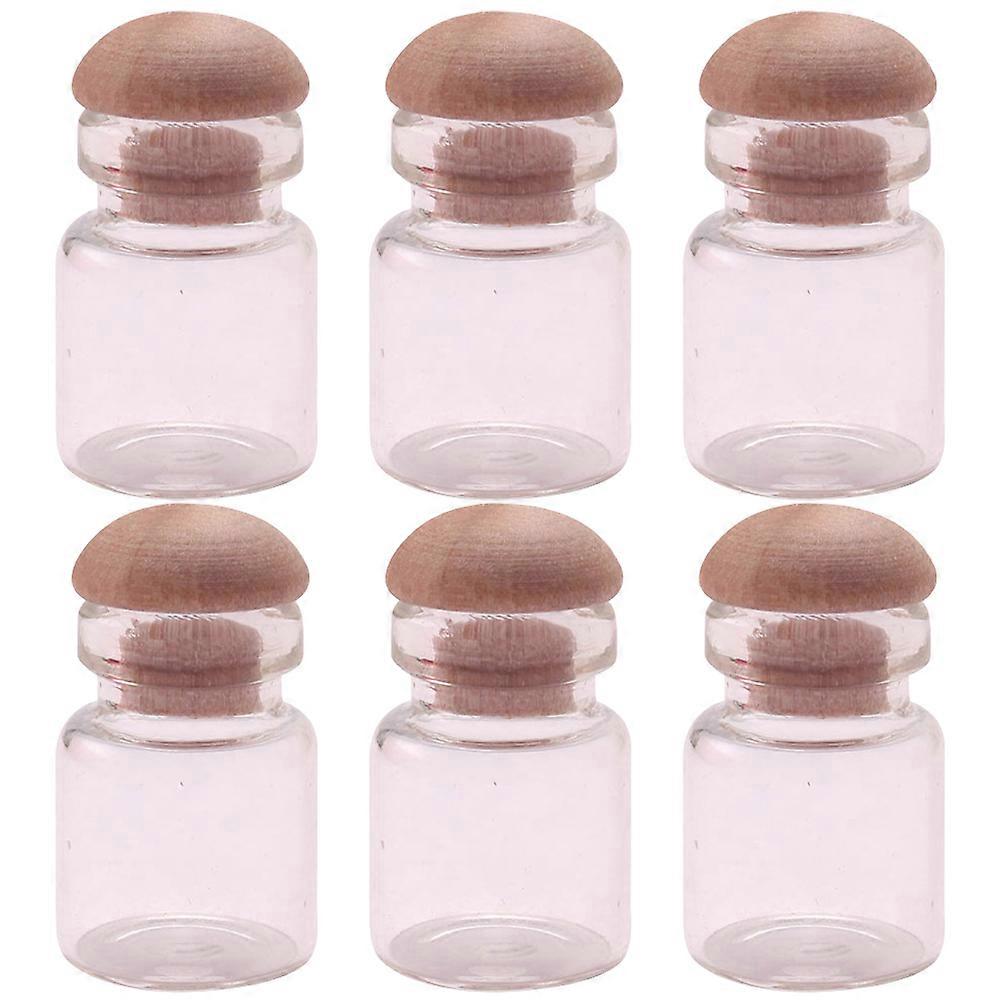 6pcs Mini Glass Jars Small Bottles 1/12 Scale