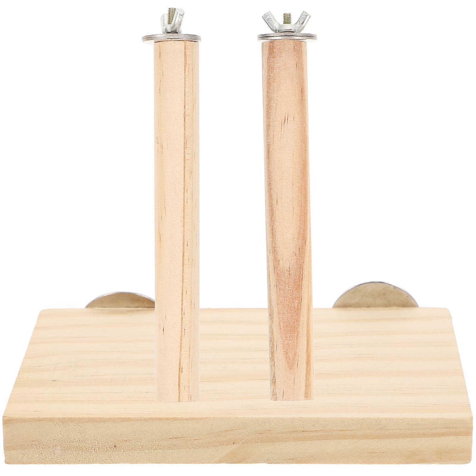 Wooden Bird Stand for Playing Safe Durable Khaki Parrot Toy Suitable for Small Birds 7.87x1.97 Inches