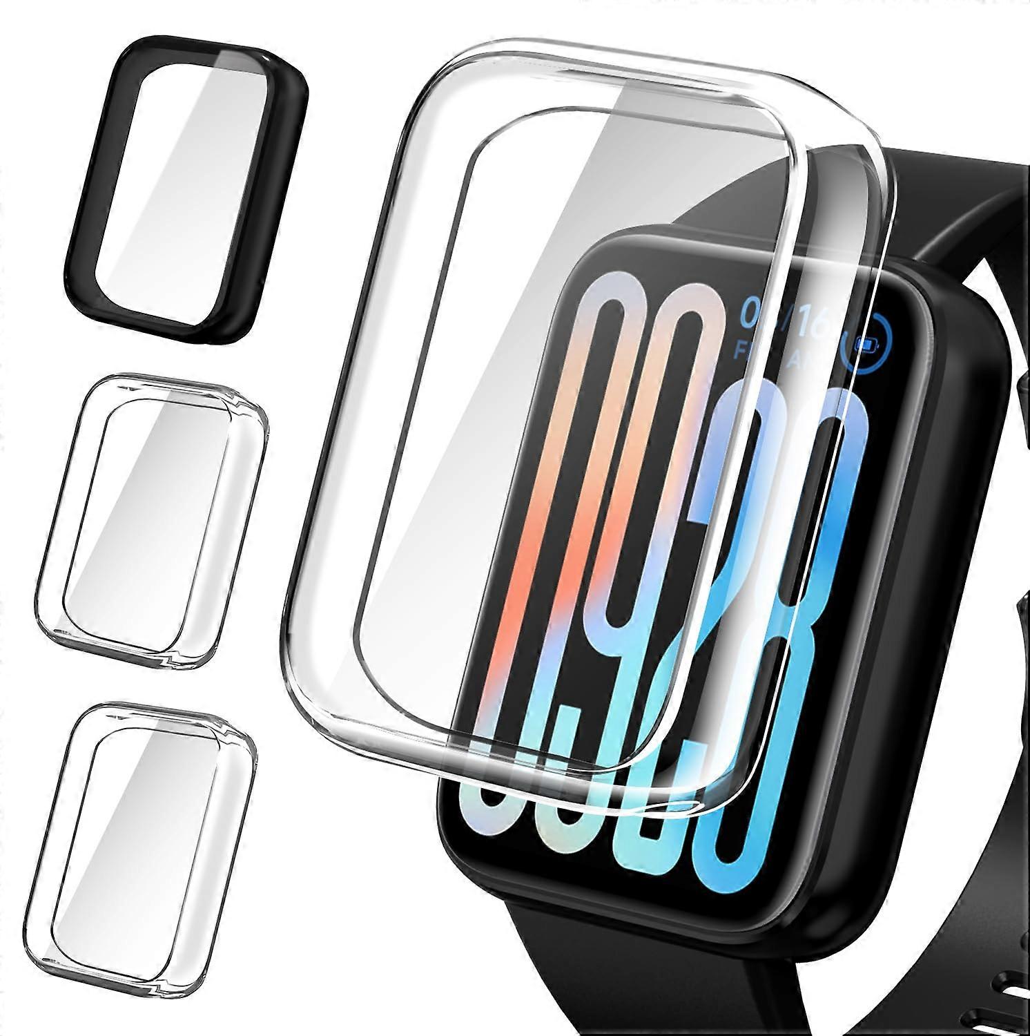 Xiaomi Smart Band 9 Pro Case with Screen Protector, Full Coverage TPU, Shockproof, 3 Pieces, 2 Clear + 1 Black