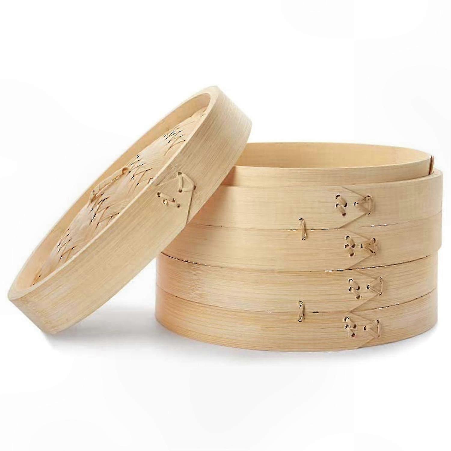 Bamboo Steamer Set - 3 Tier Basket for Dumplings, Buns, and Dim Sum Preparation