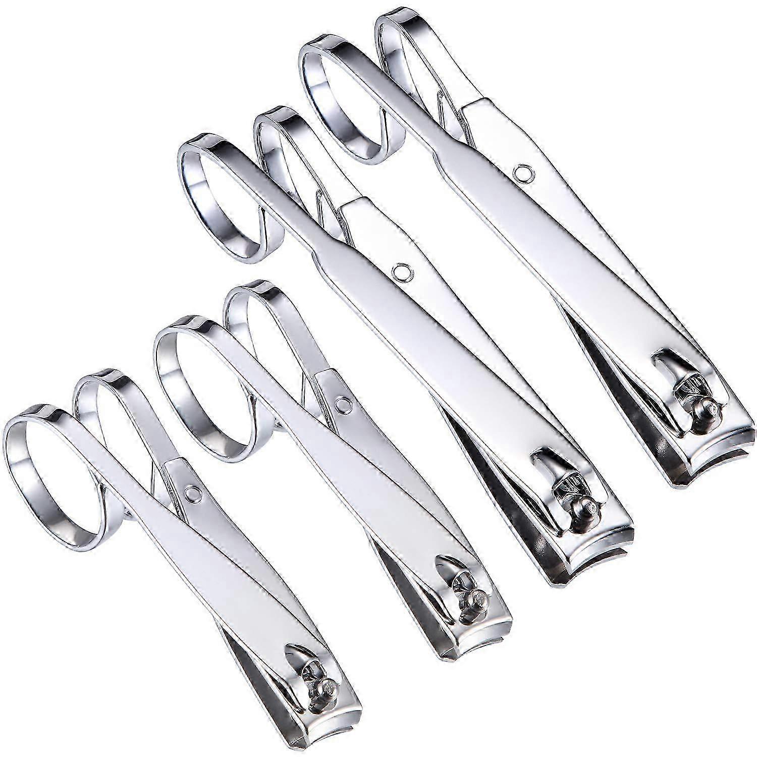 4er-Pack EZ Grip Nagelschere Zehennagelschere Edelstahl Kantennagelscheren-Set, groß & klein