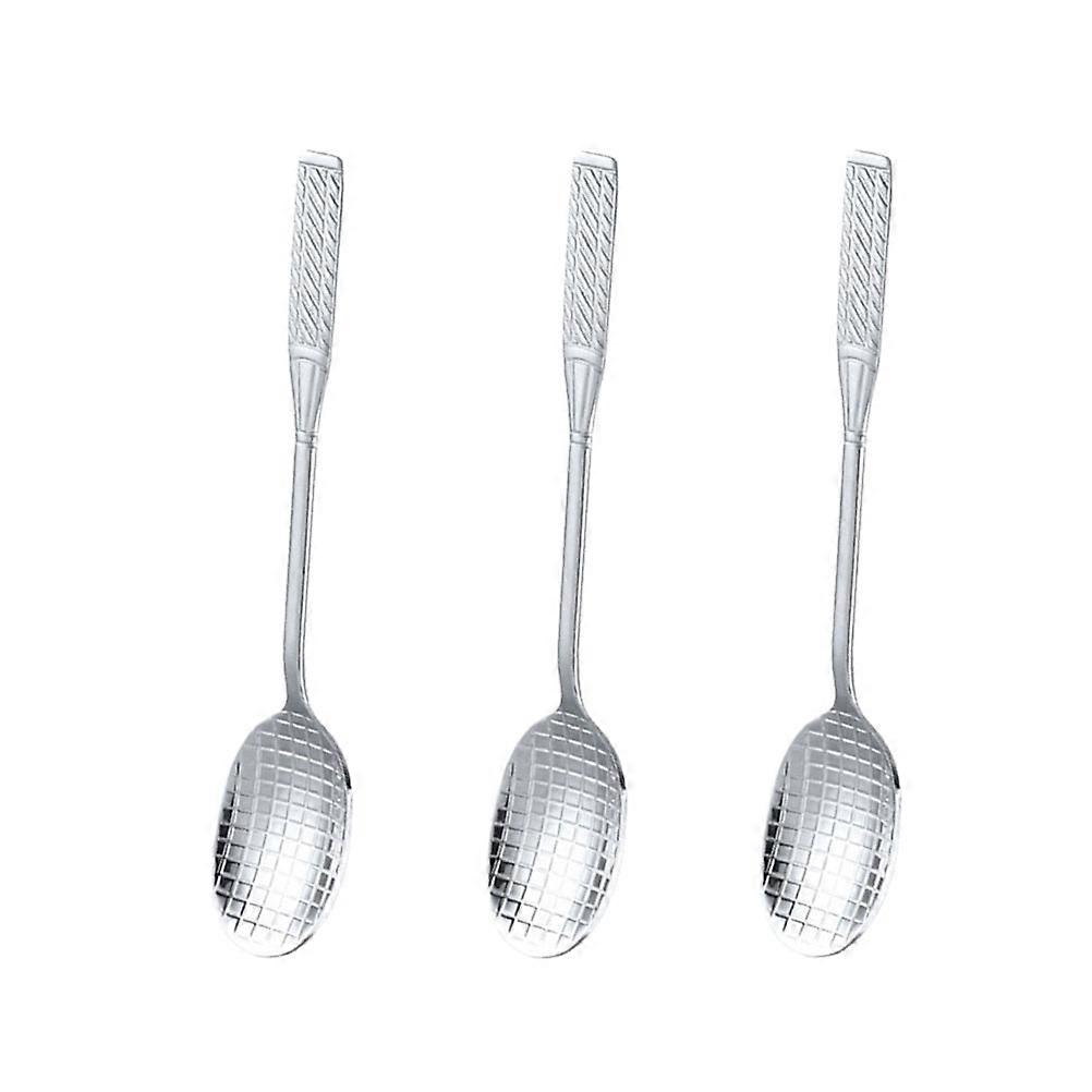 3pcs Stainless Steel Ice Cream Spoons in Tennis Racket Shape Coffee Spoon Creative Stirrer Tableware Silver