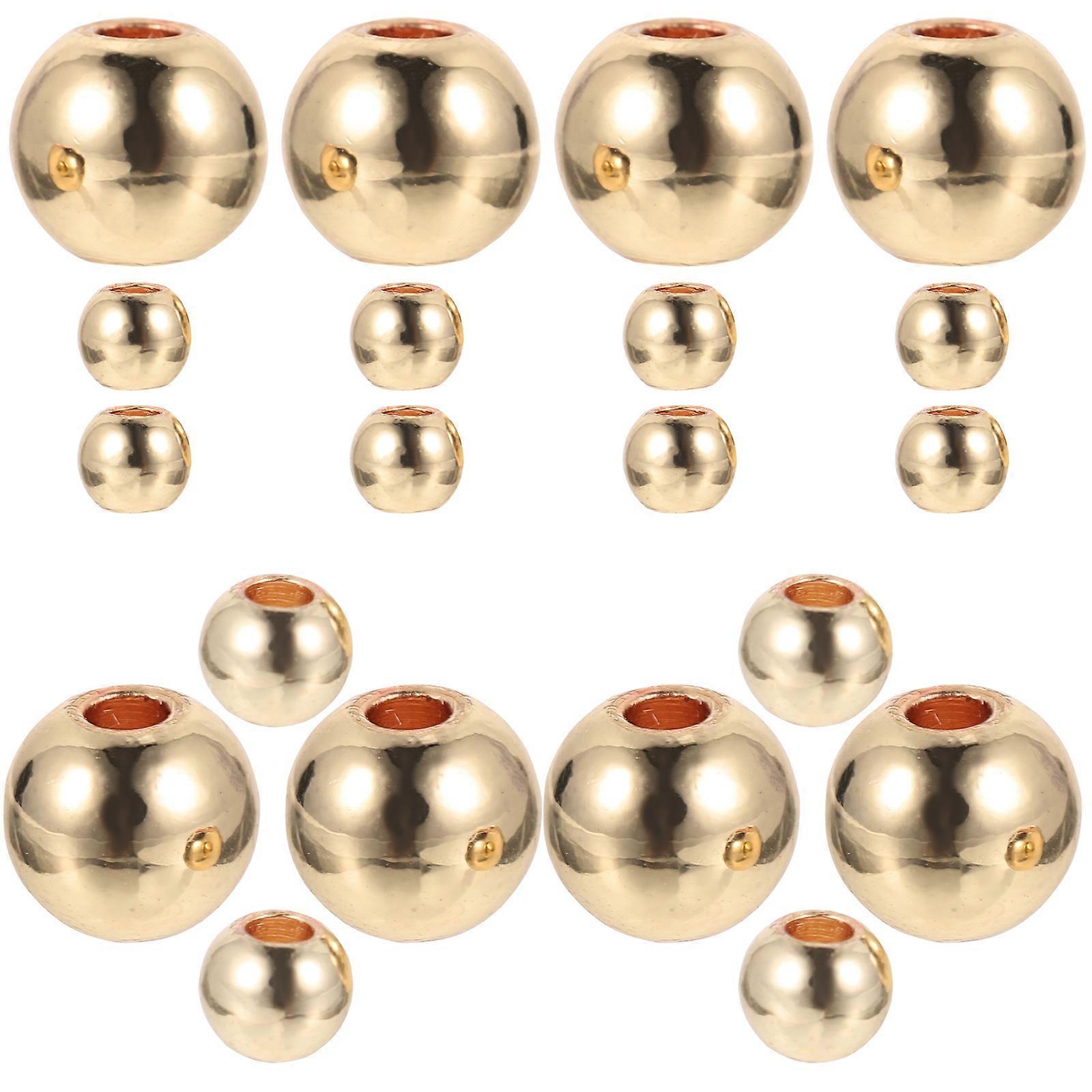 200pcs Bracelets DIY Copper Beads Smooth Spacer Metal Loose Beads for Crafting