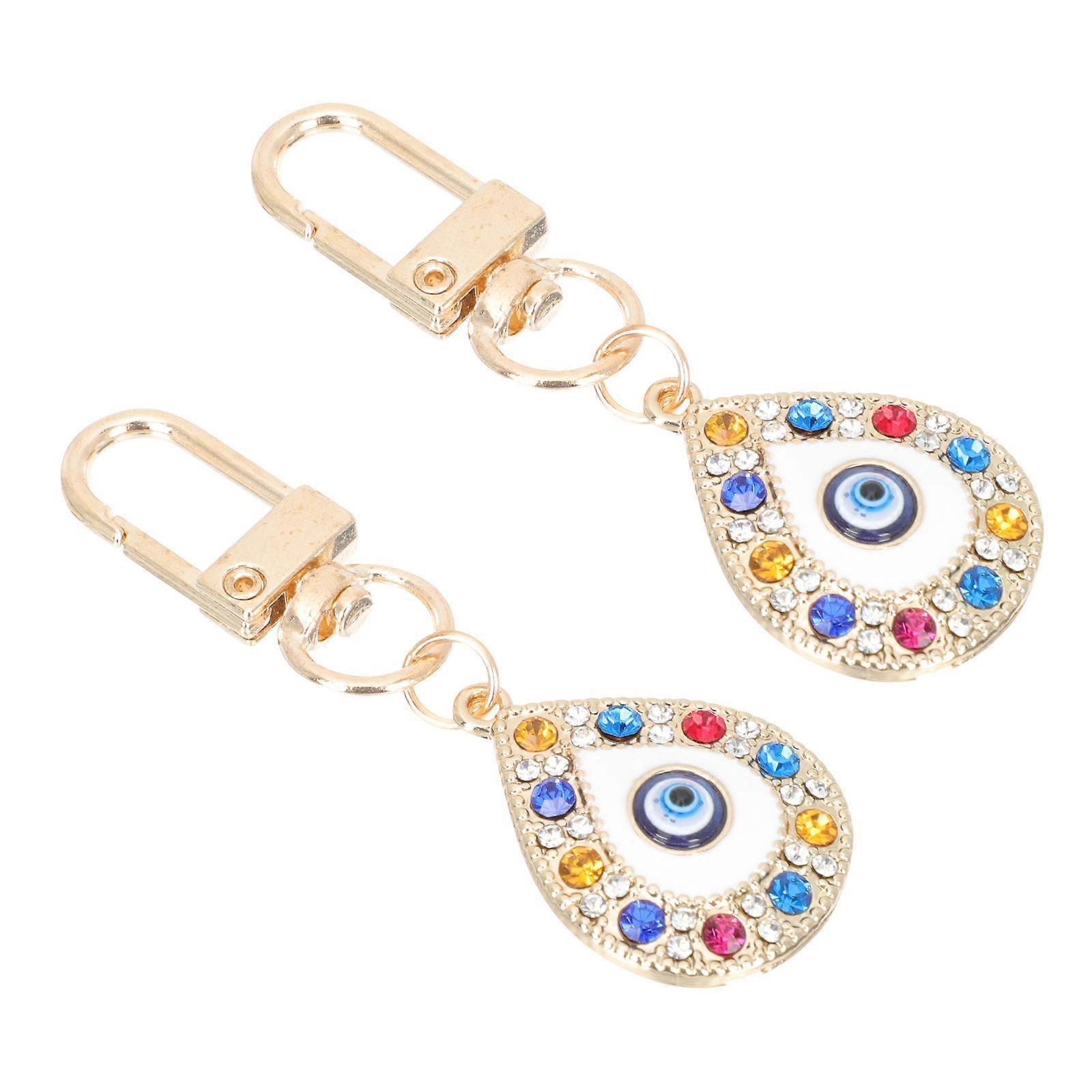 Assorted Color Evil Eye Key Ring 2Pack Fashionable Keychain Charms Bag Decoration Daily Use Family Gift