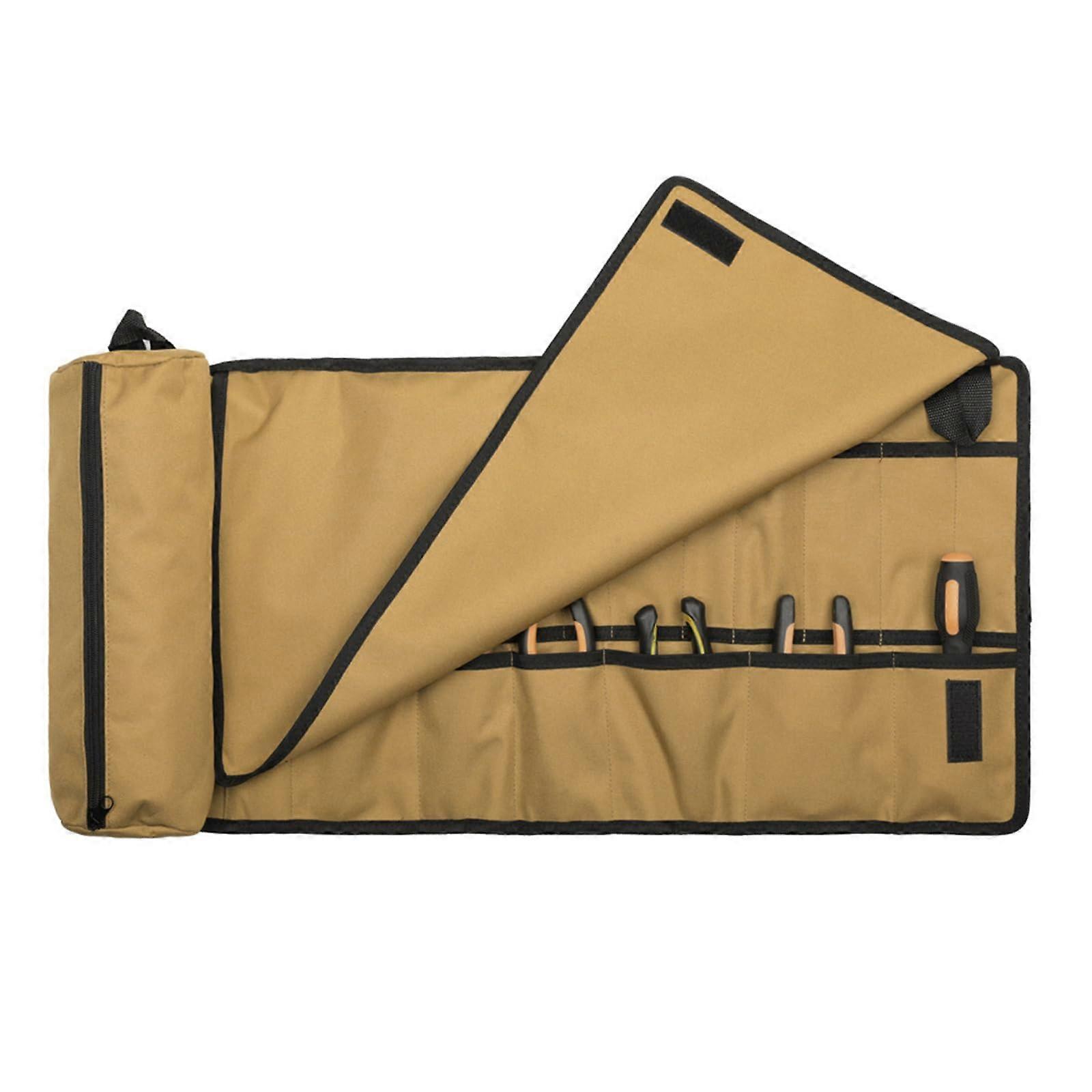 performance tool roll bag waterproof storage tool bag for mechanics technicians wrenches screwdrivers organizers brown