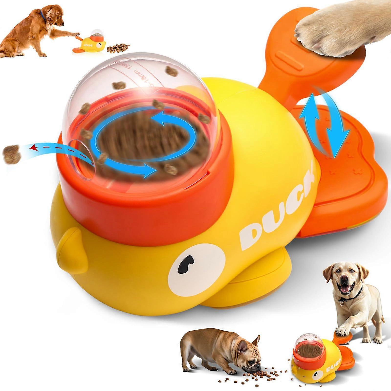 Duck Shape Interactive Dog Feeder Toy, Slow Feed Design for Large Dogs, Red, Reduces Bloating and Promotes Mental Stimulation