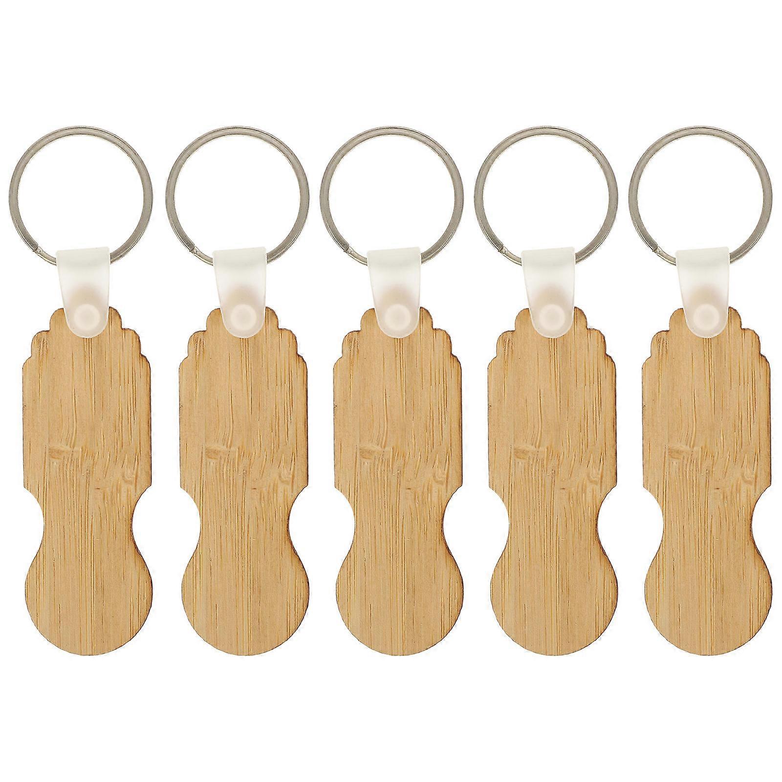 Bamboo Trolley Tokens Shopping Cart Keychains for Easy Access 5Pcs