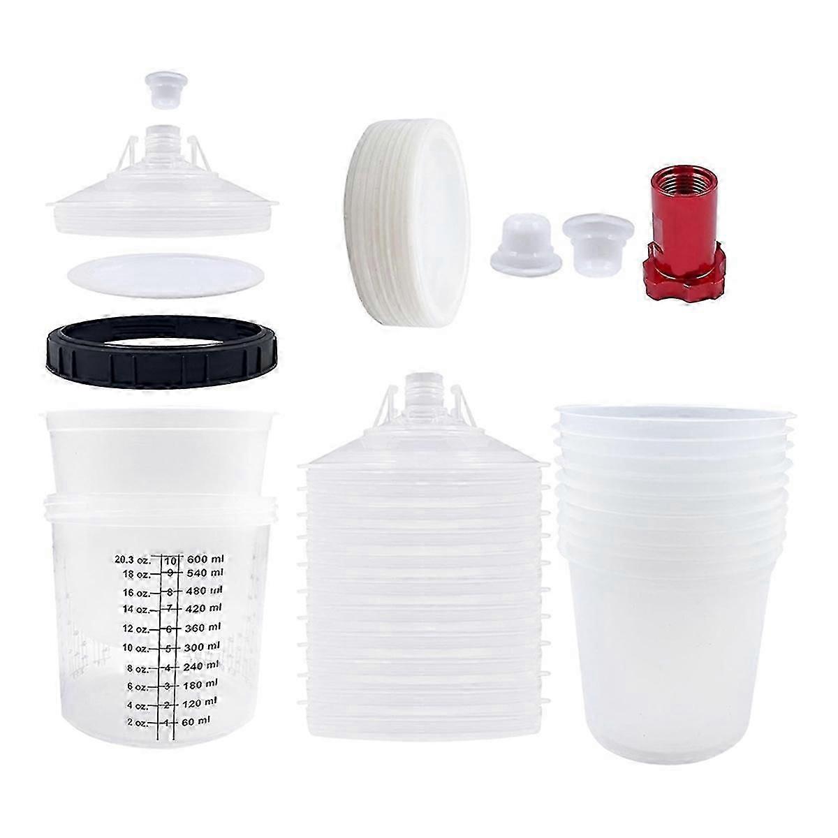 Paint Sprayer Mixing Cup Liner and Cap System for HVLP , Automotive Paint SprayGun 20 Oz (600 Ml) Ki
