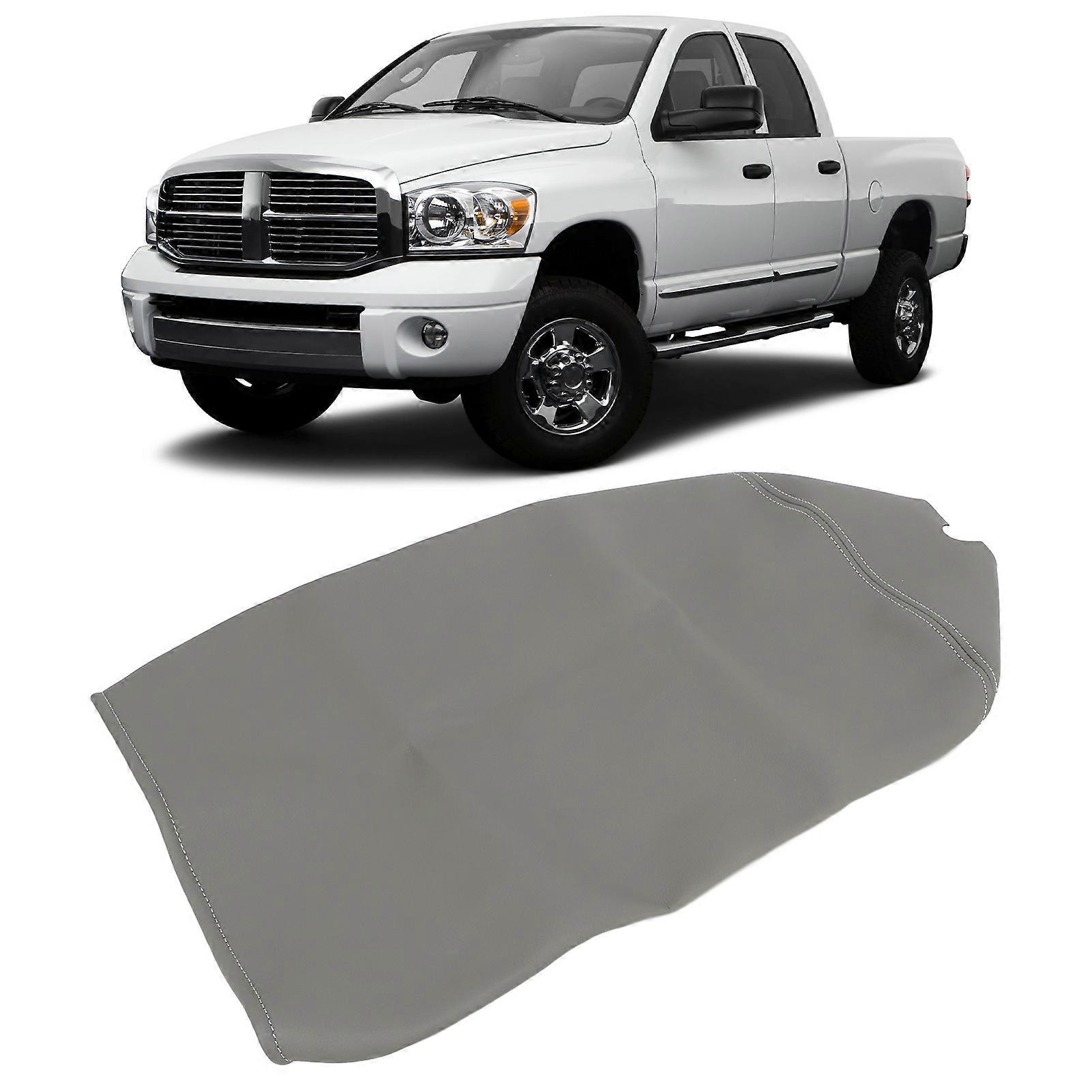 PU Leather Console Armrest Cover Smooth Surface Grey Center Console Protector Replacement for Dodge Ram 2002‑2008 