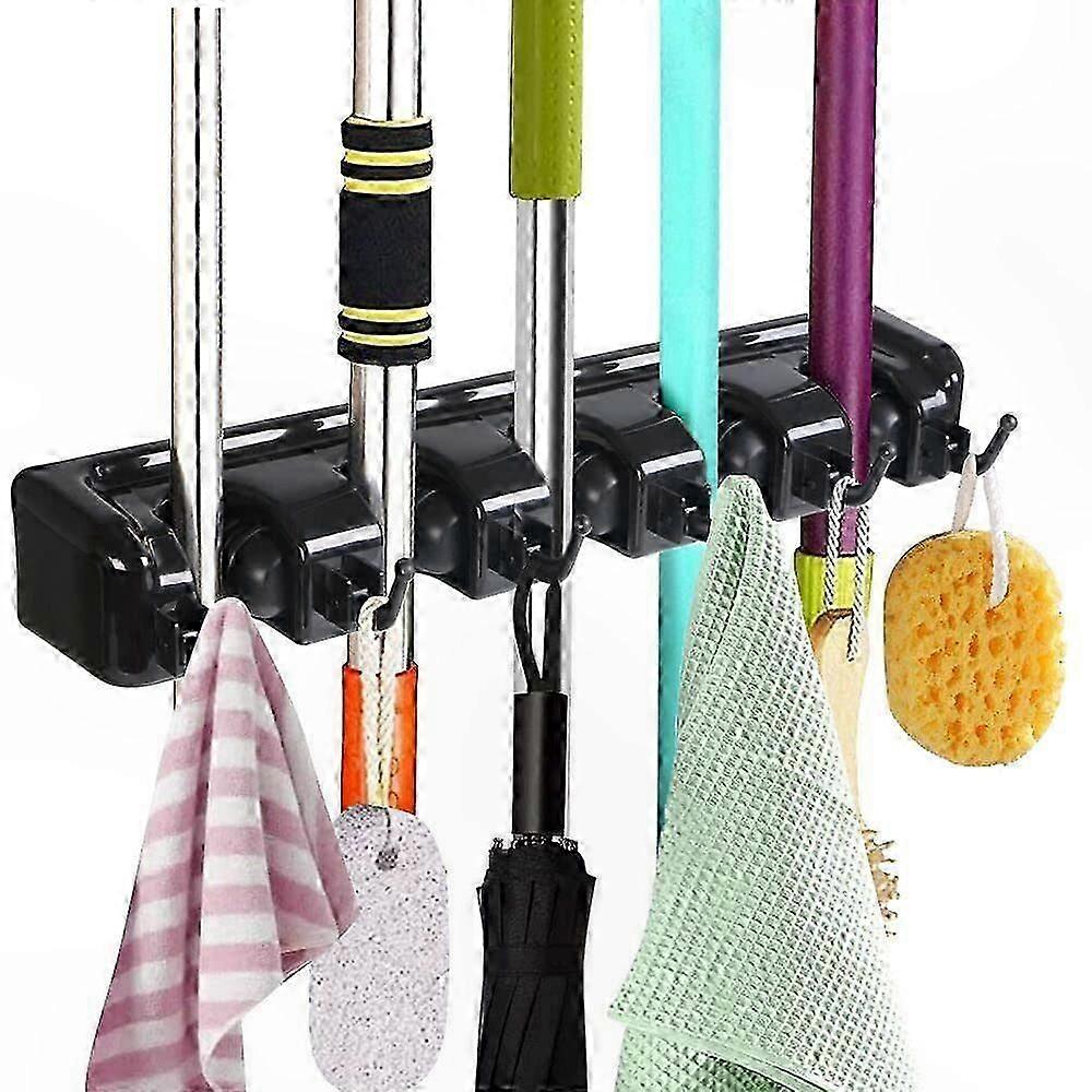 Foldable Hook Organizer for Broom and Tool Storage with Quick-Release Clamps Wall Mount Solution