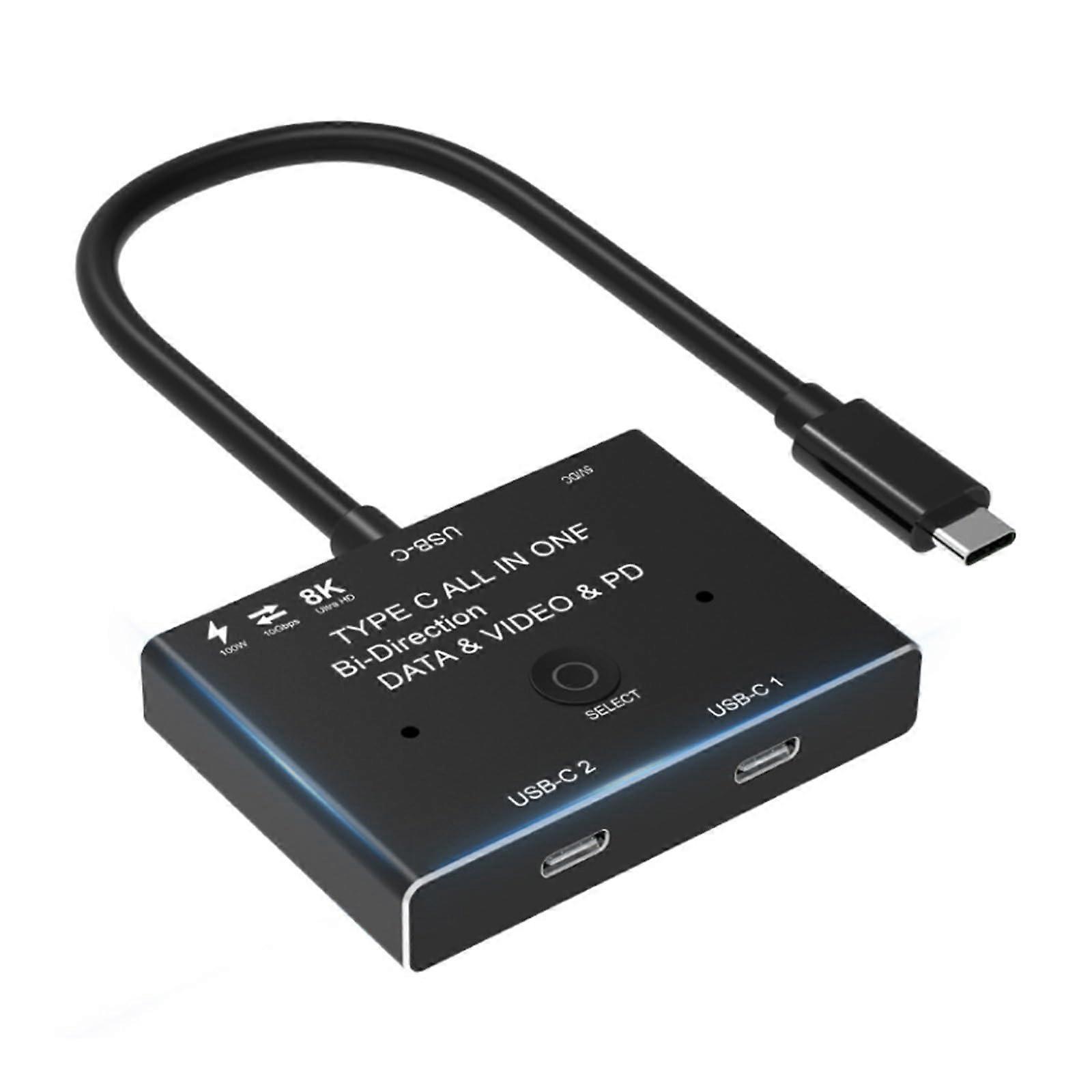 Type C 8K 60Hz Bidirectional Switcher 10Gbps 1 In 2 Out/2 In 1 Out For Enhanceds Visual In Work And Play