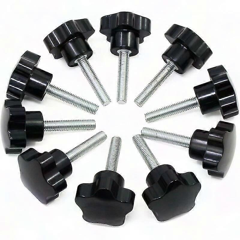 10pcs M8x40 Thread Clamp Black Plastic Star Shaped Button Screw On Knob for Machine Tool