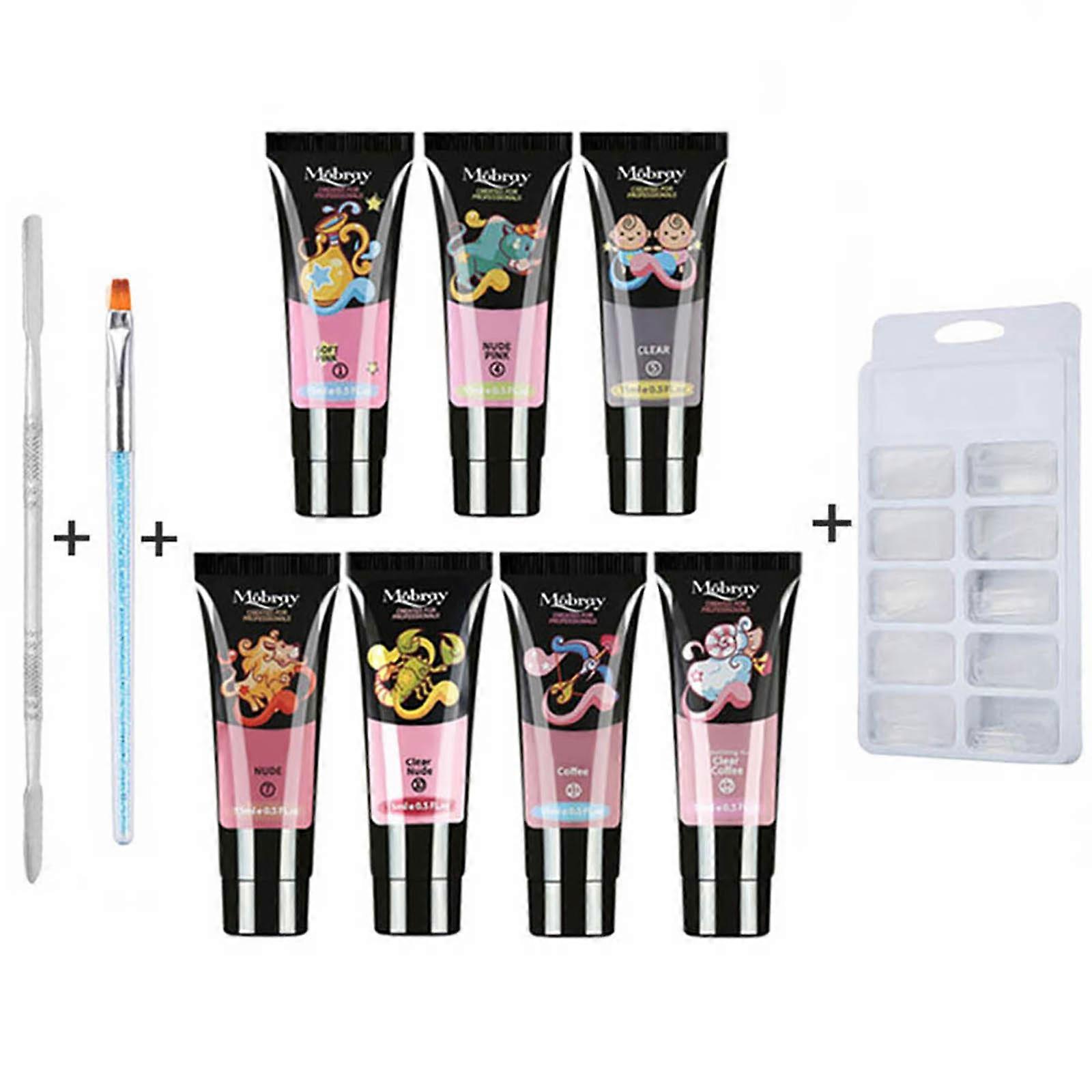 Anself Acrylic Gel Nail Quick-drying Phototherapy Glue Multicolor 7PCS Extension Glue 15ml Set
