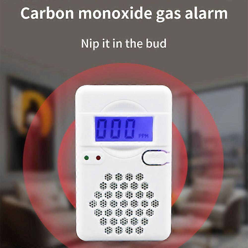 Mini Carbon Monoxide Detector Alarm with Digital LCD Display and Sound Alarm CO Detector Alarm Test-Reset Button Low Battery Indicator for Home Office