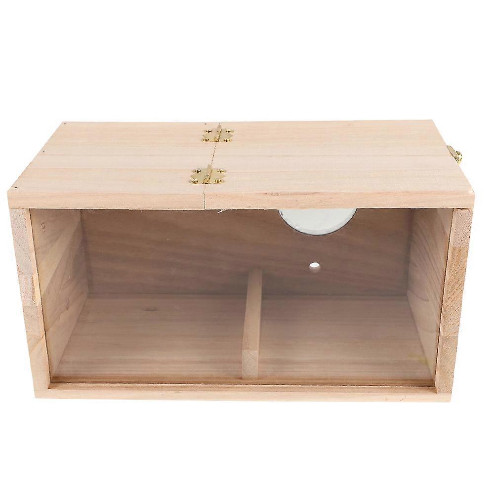 Parakeet Wooden Bird Nest Box for Breeding with Acrylic Window
