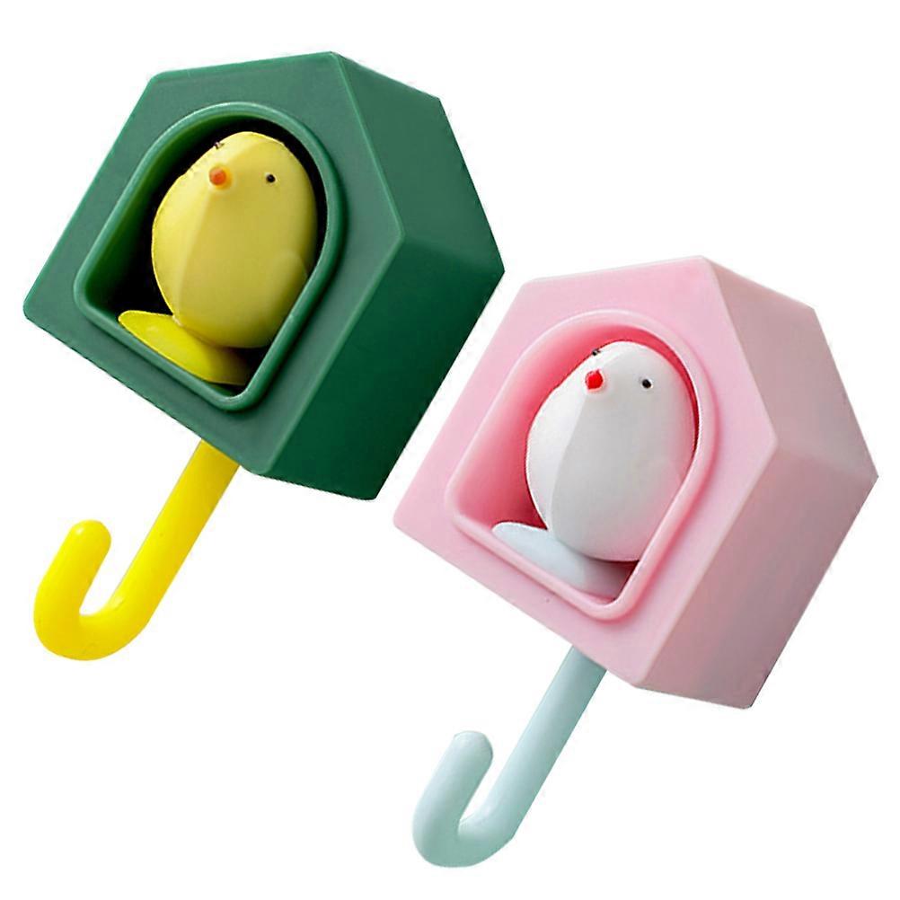 Cute Bird Wall Hooks Adhesive Coat Hangers for Decor Assorted Color 2pcs
