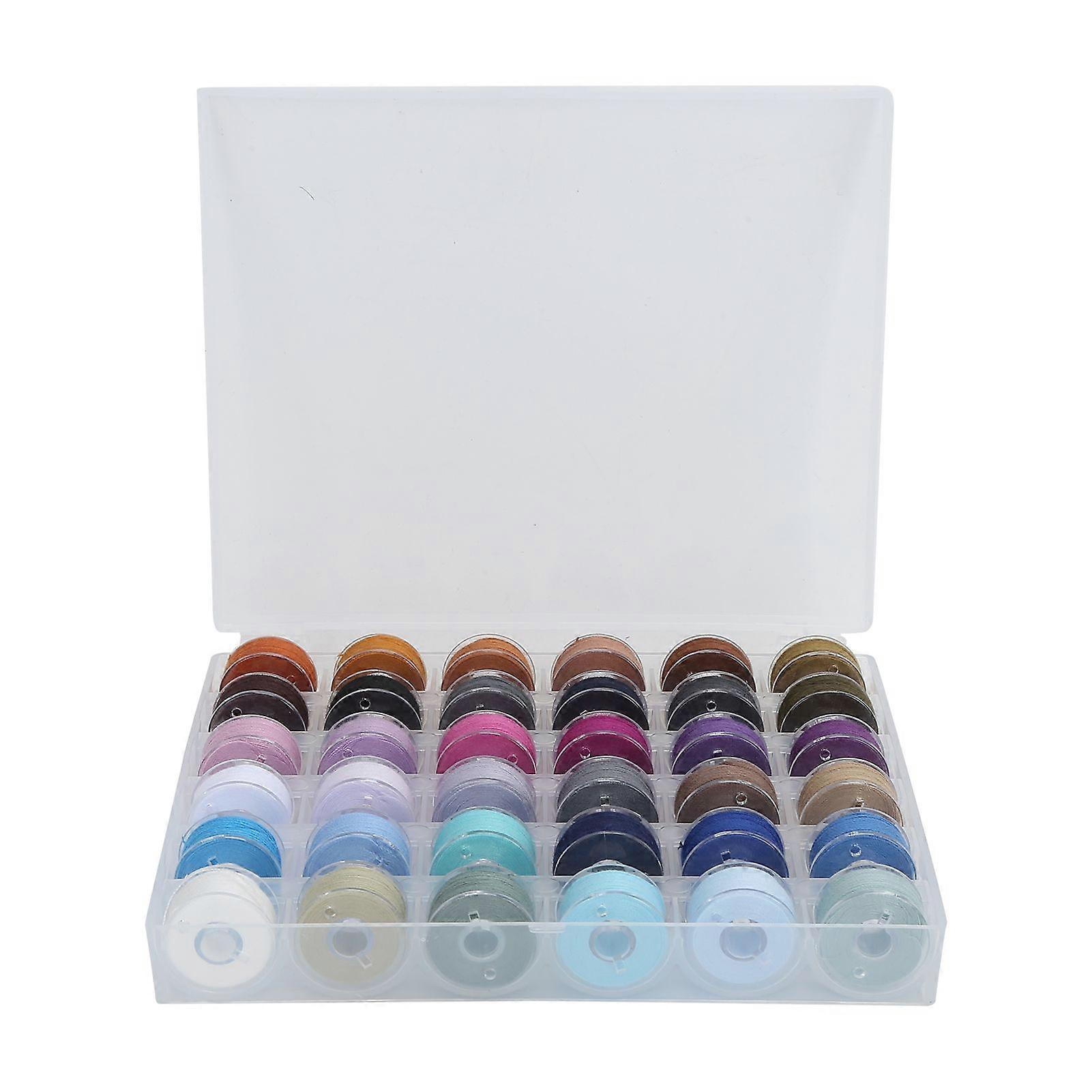 36Color Sewing Thread Set Polyester with Transparent Bobbin Box for Household DIYCool Colors 1616