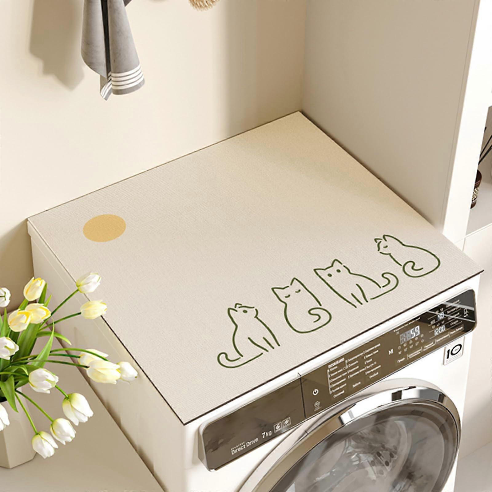 Washing Machine Dust Cover Mat Absorbent QuickDrying Protector for Washer and Dryer 60x60cm Fits Most Units