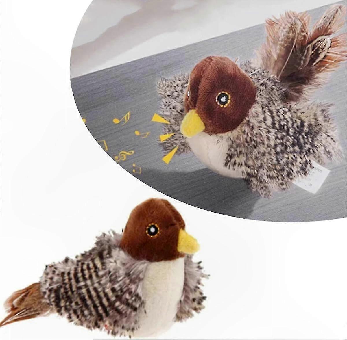 Interactive Cat Toy with Chirping Sound and Feathers for Indoor Play