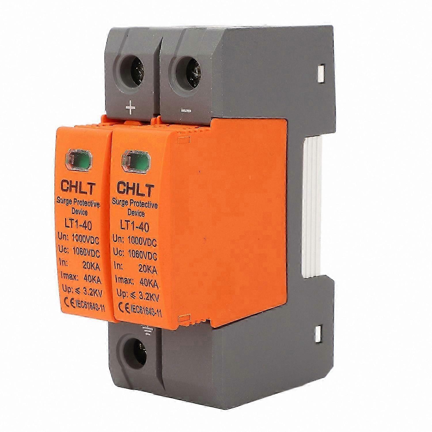 DC Surge Protection Device with PC Housing, 2P 40KA Voltage Protector for Home, 1000V DC-Compatible